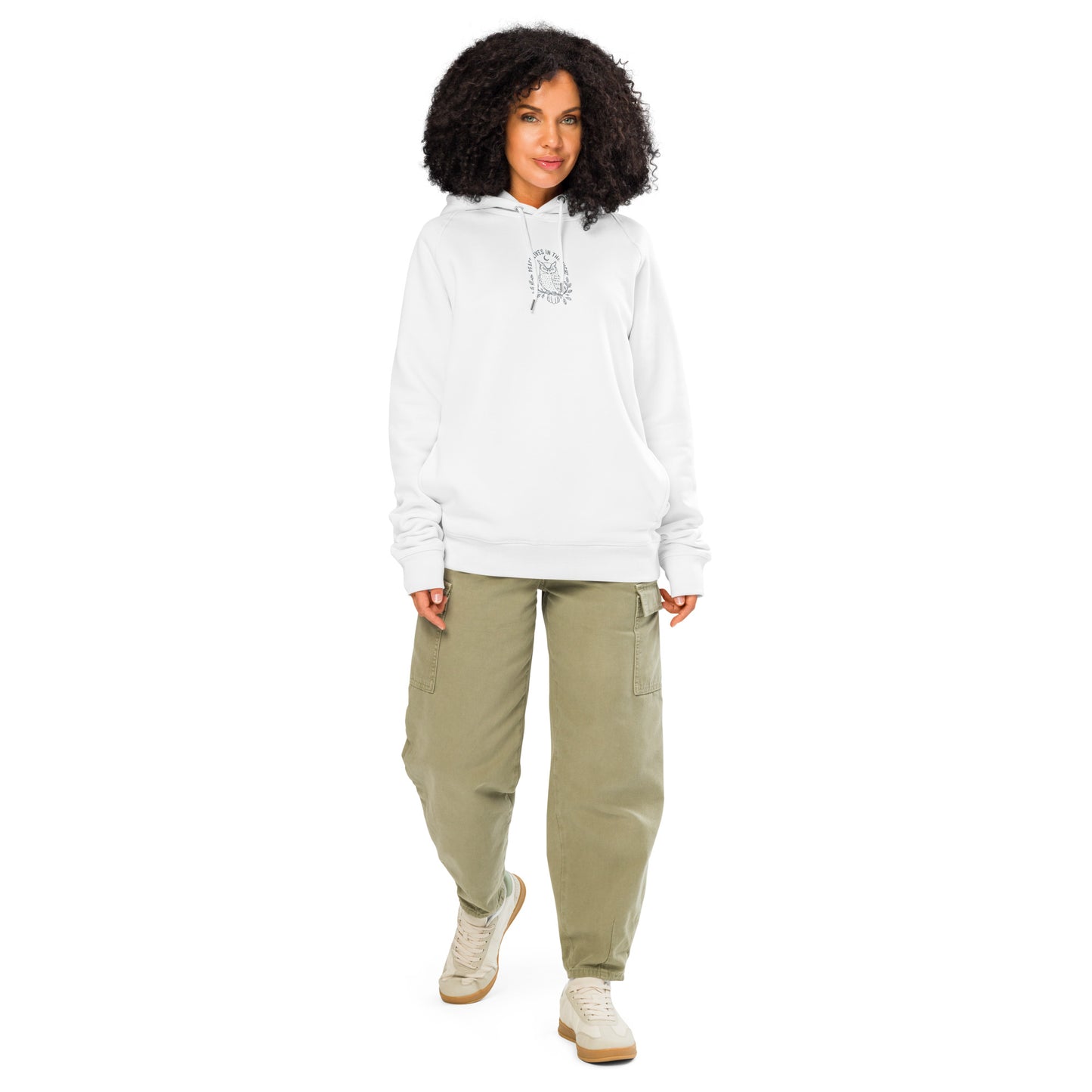 Owl Unisex Organic Side Pocket Hoodie – "Ethics in Every Feather" | Sustainable Fashion White Dudeily
