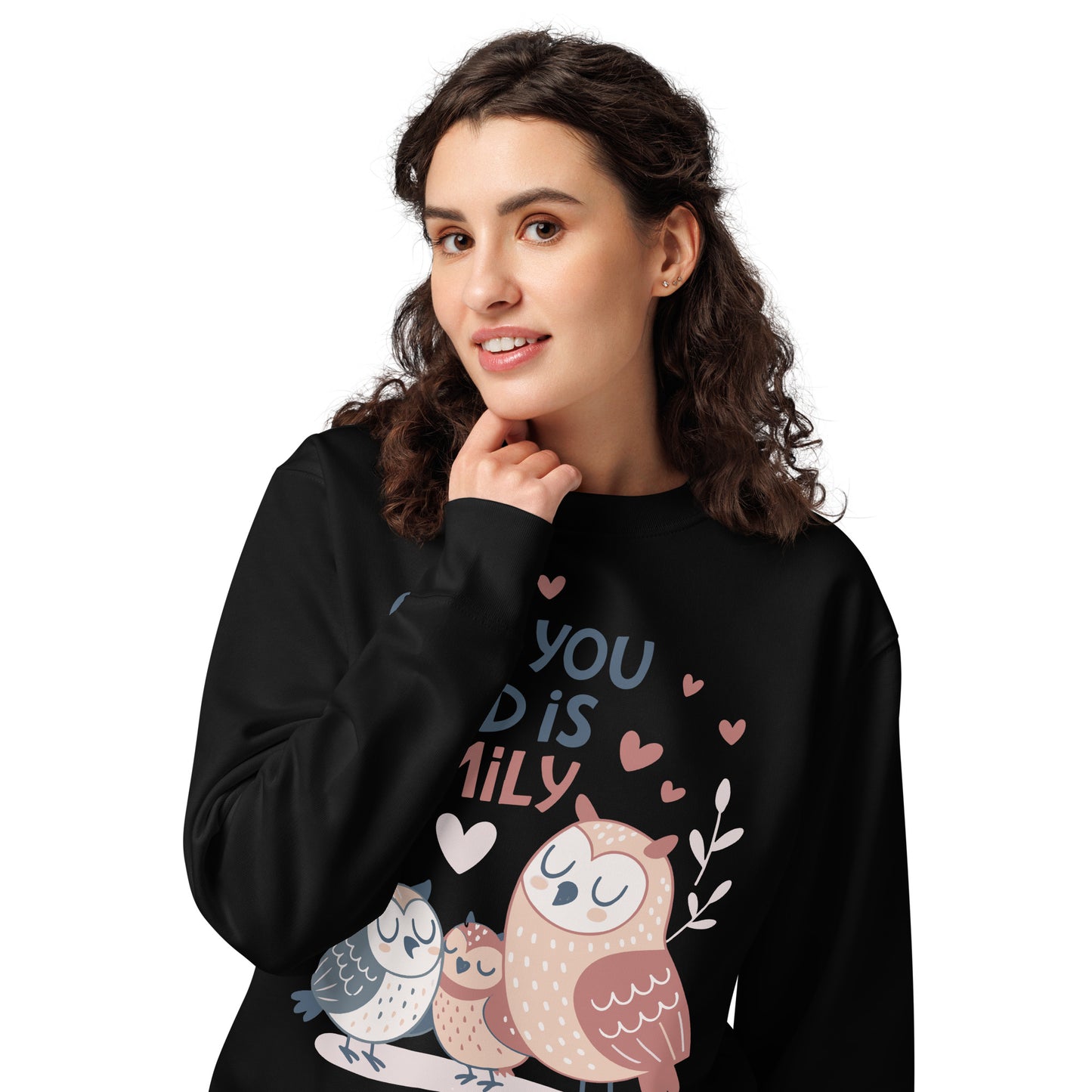 Unisex Organic Sweatshirt – OwlNest Sustainable Fashion for Cozy Family Day Vibes Dudeily