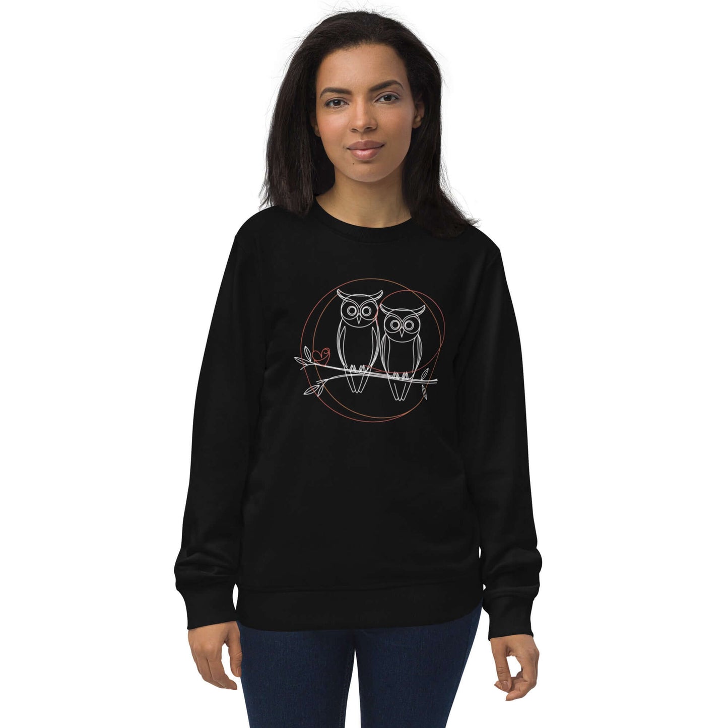 Unisex Organic Sweatshirt | Owl-Themed, Sustainable & Cozy Comfort Black Dudeily