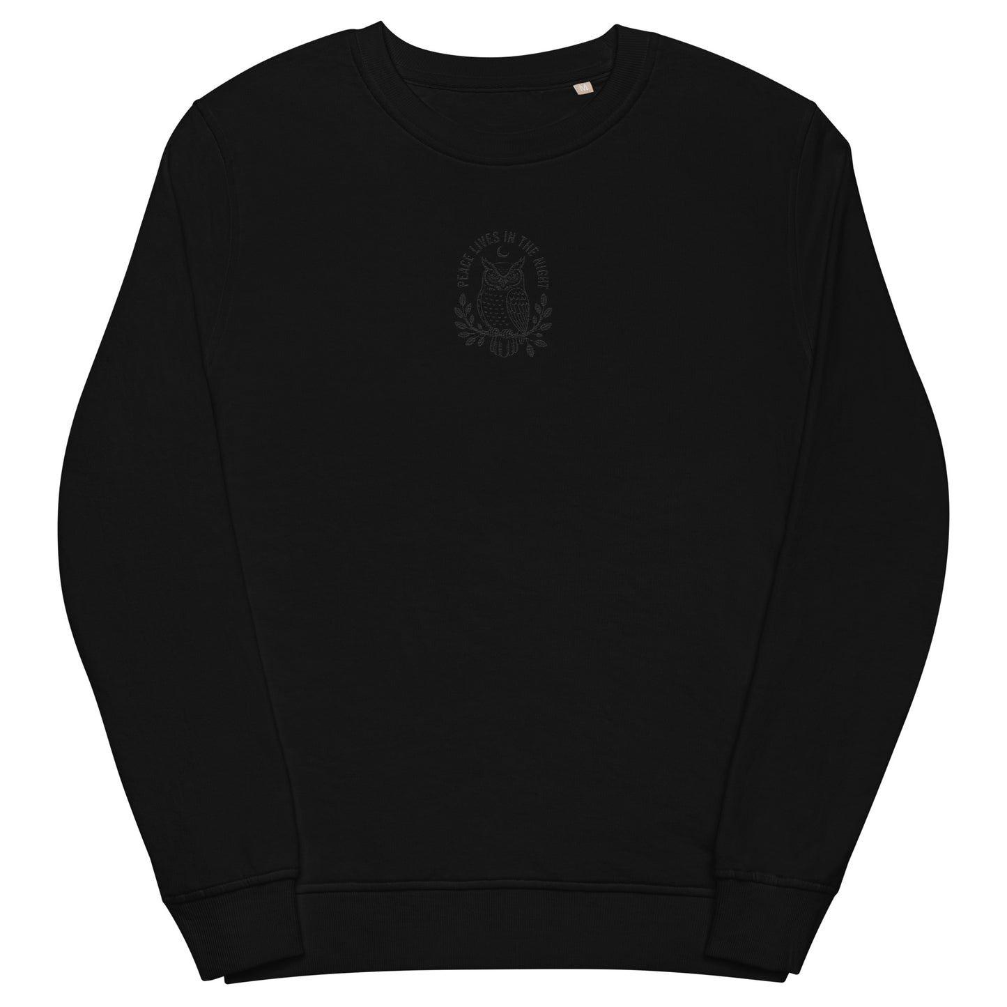 Owl Unisex Organic Sweatshirt – 'Peace Lives in the Night' in Fall | Sustainable Fashion USA Dudeily