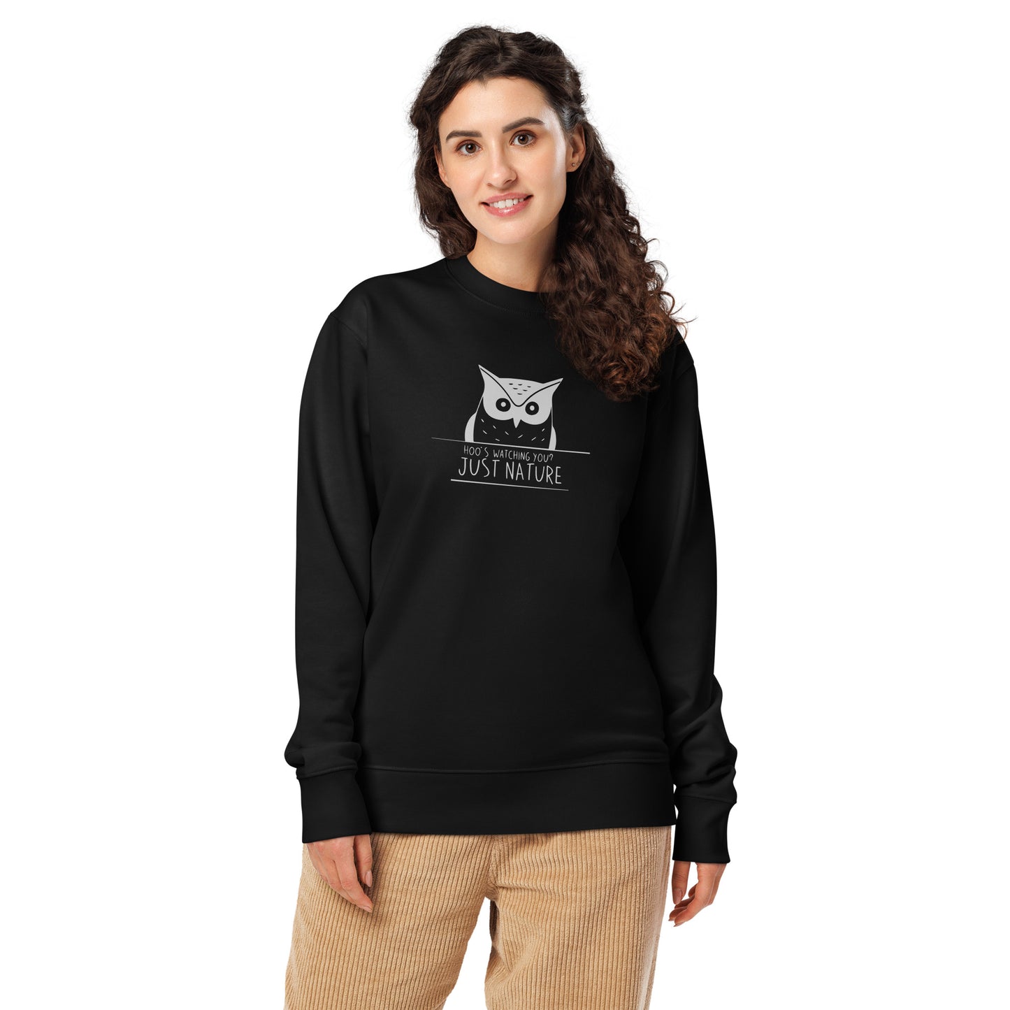 Unisex Organic Sweatshirt: 'Stay Cozy Hoot Loud' in Fall | Sustainable Owl Fashion USA Dudeily