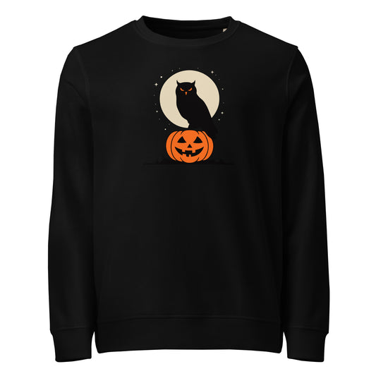Unisex Organic Sweatshirt: Halloween Owl Cozy Eco-Friendly Style USA Dudeily