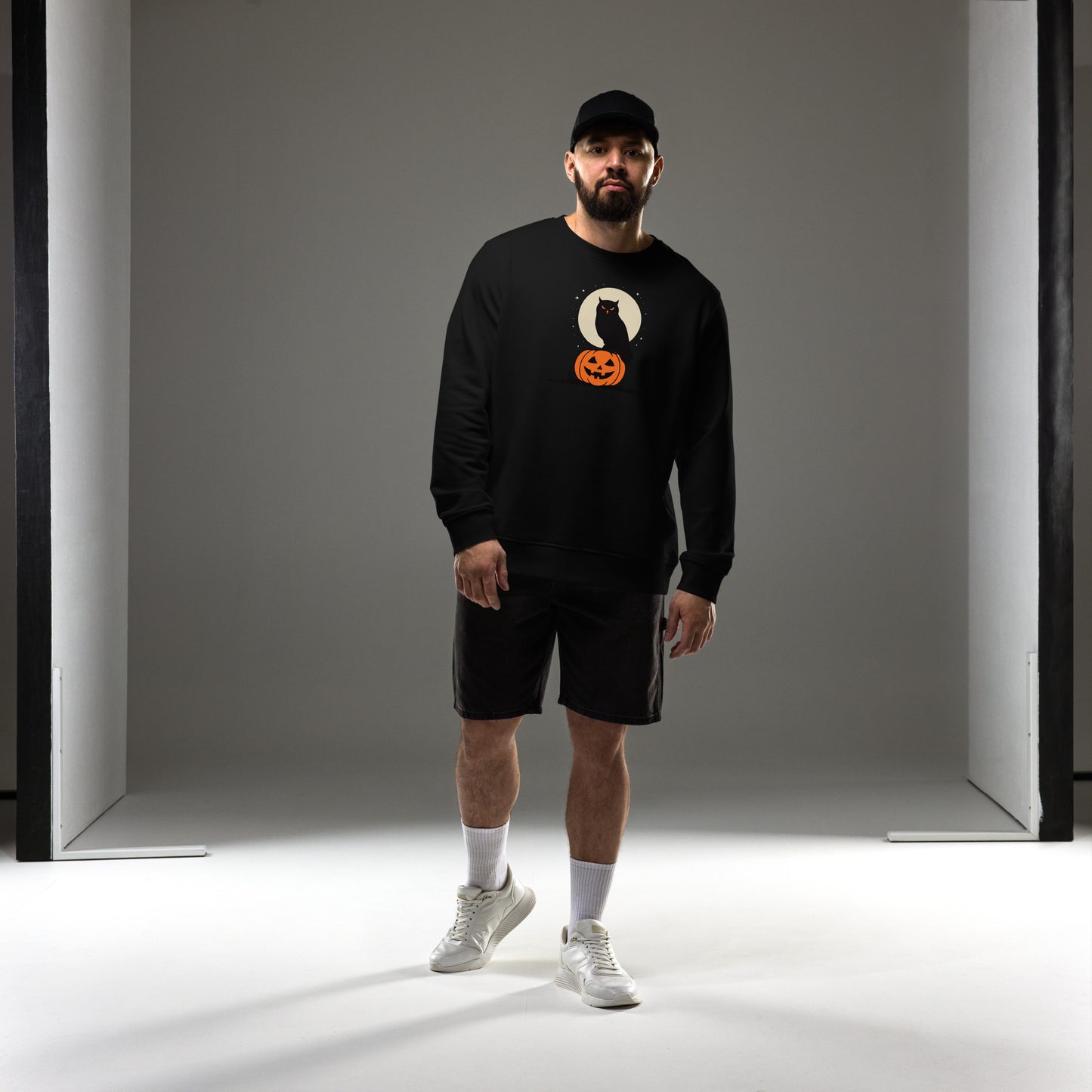 Unisex Organic Sweatshirt: Halloween Owl Cozy Eco-Friendly Style USA Dudeily