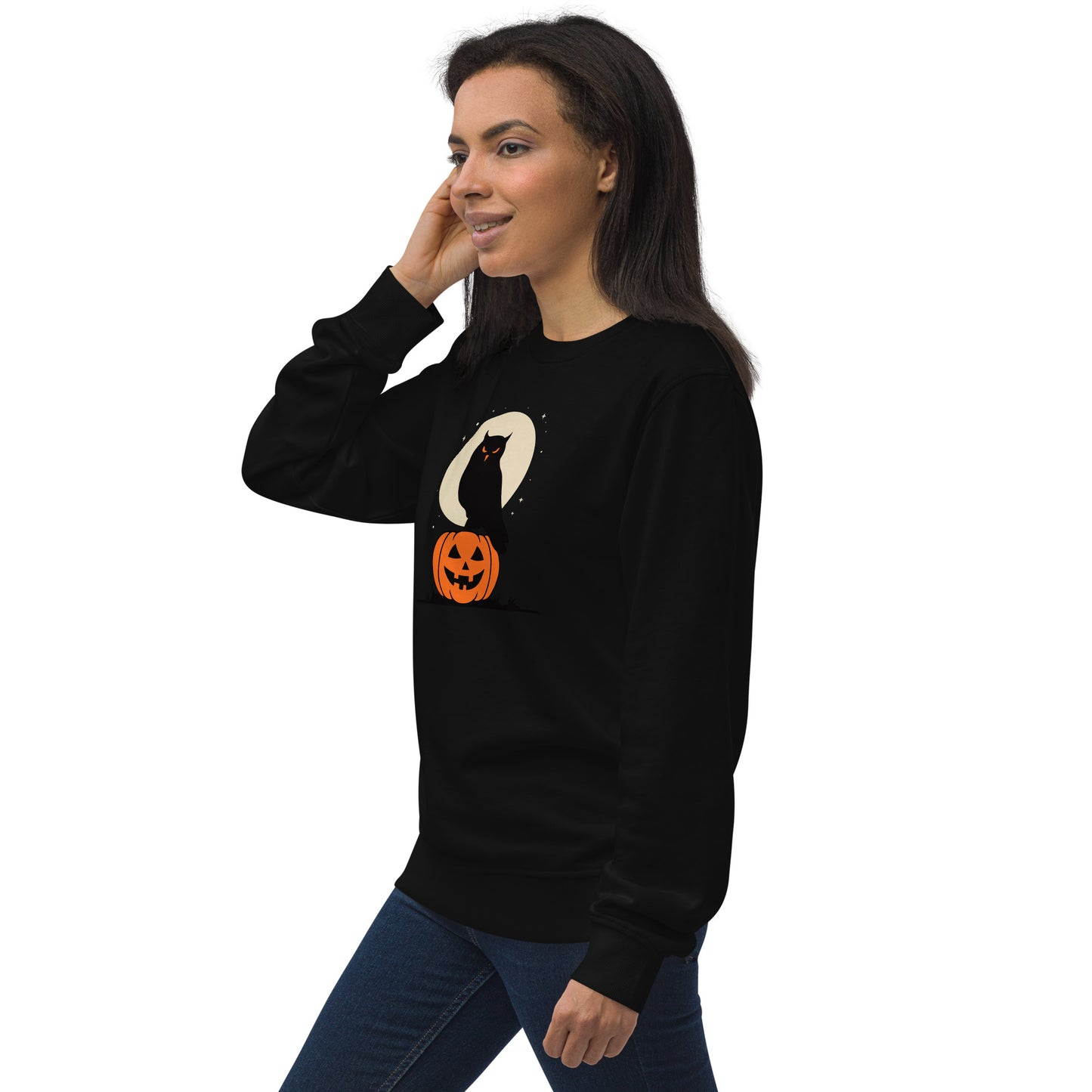 Unisex Organic Sweatshirt: Halloween Owl Cozy Eco-Friendly Style USA Dudeily