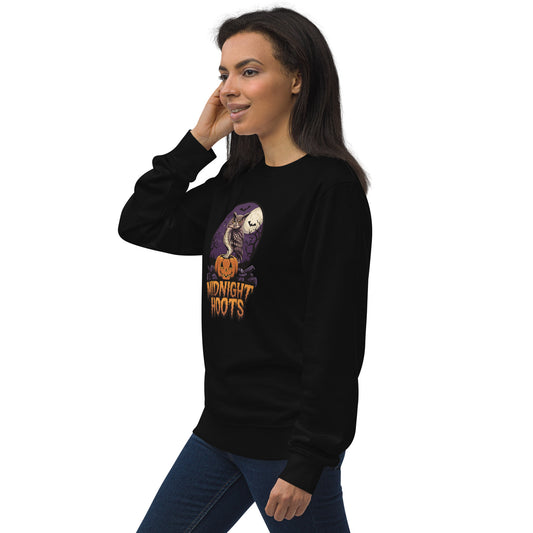 Unisex Organic Sweatshirt: Halloween Owl Cozy Eco-Friendly Style USA Dudeily