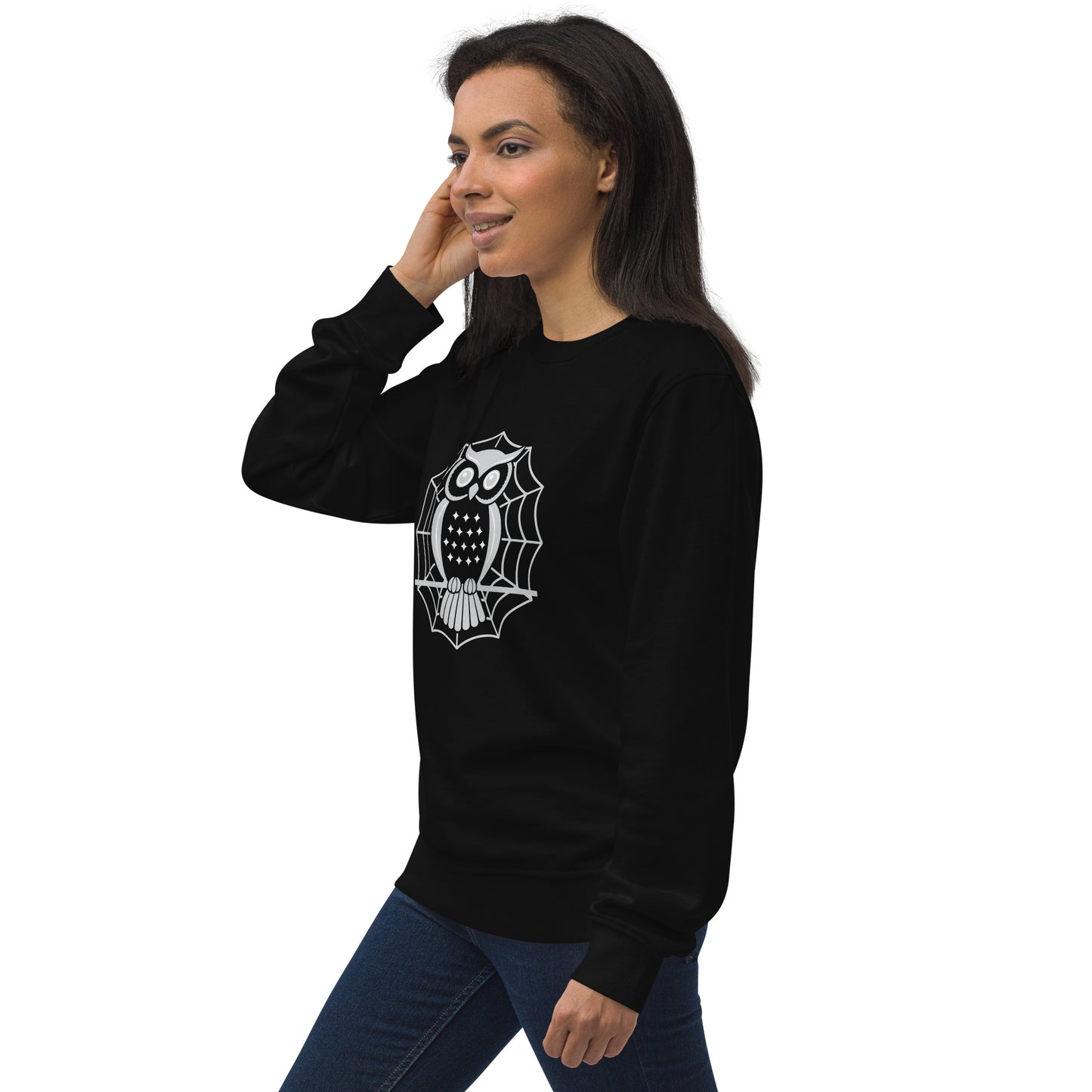 Unisex Organic Sweatshirt: Halloween Owl Cozy Sustainable Style USA Dudeily