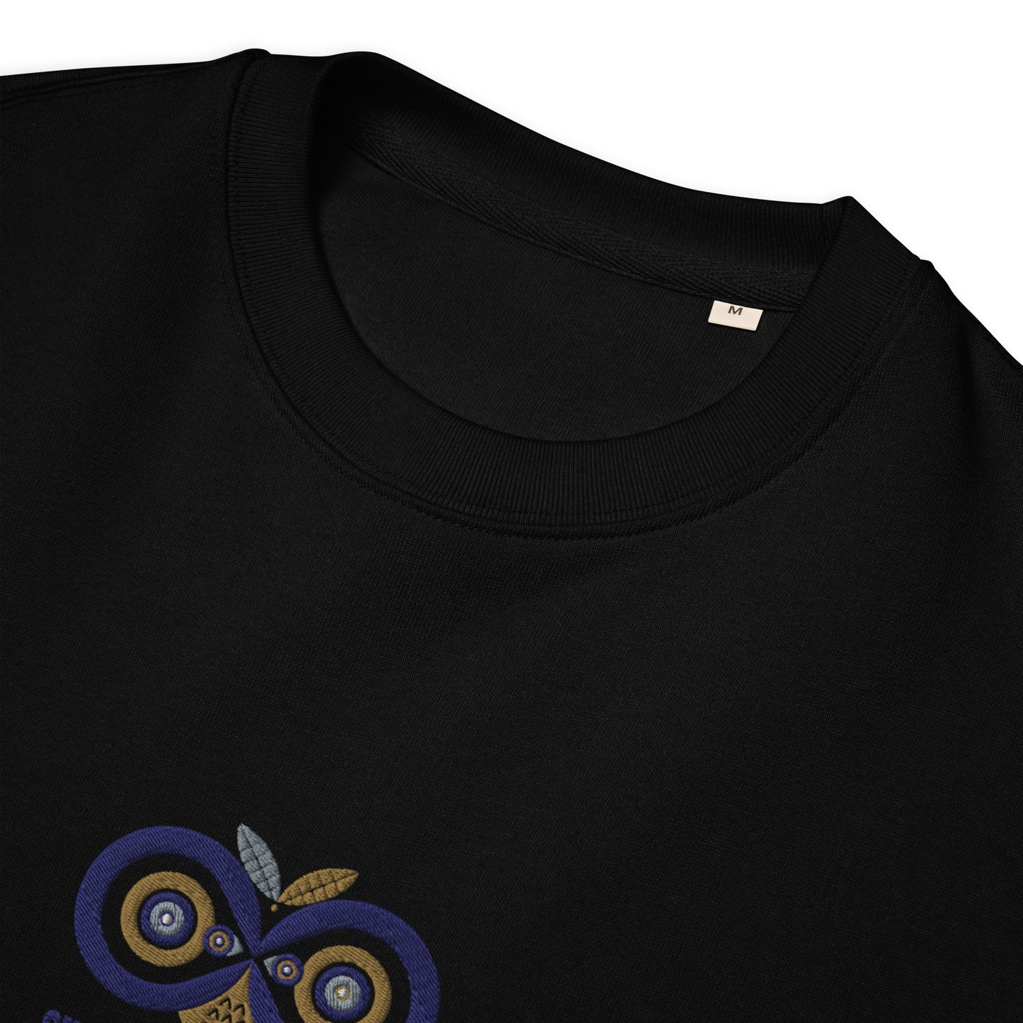 Unisex Organic Sweatshirt: Owl Eyes on the Future | Owl Embroidered Sustainable Fashion USA by Dudeily Dudeily