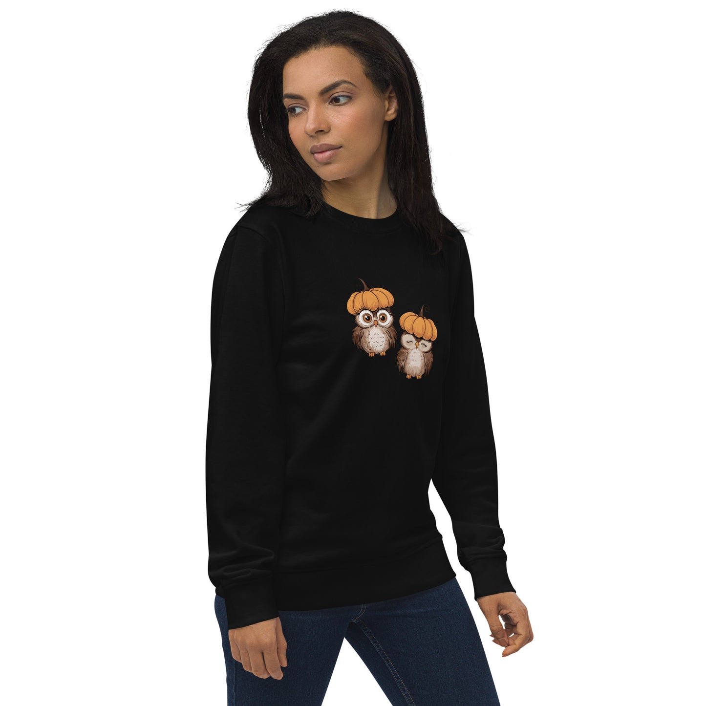 Unisex Organic Sweatshirt: Halloween Owl Eco-Friendly Style USA Dudeily