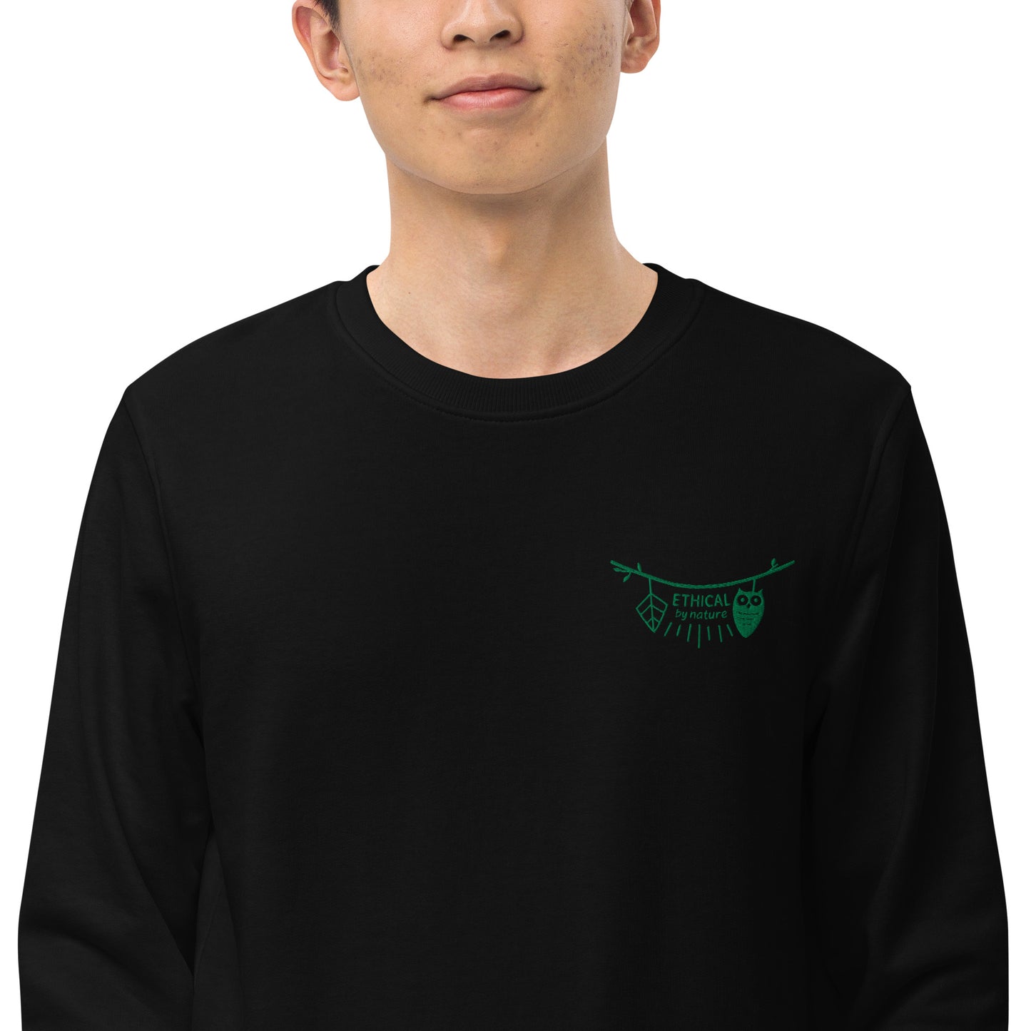 Unisex Organic Sweatshirt: Ethical by Nature | Owl Embroidered Sustainable Fashion USA by Dudeily Dudeily