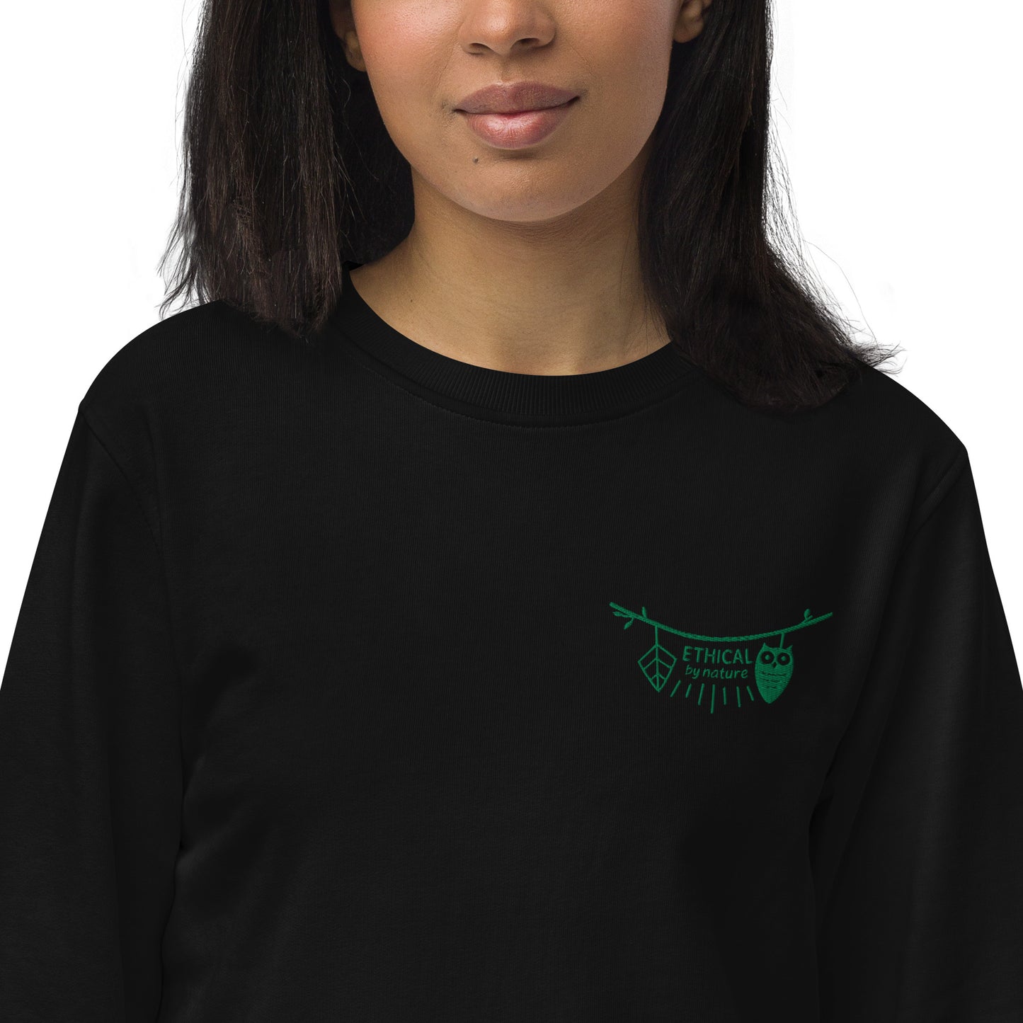 Unisex Organic Sweatshirt: Ethical by Nature | Owl Embroidered Sustainable Fashion USA by Dudeily Dudeily
