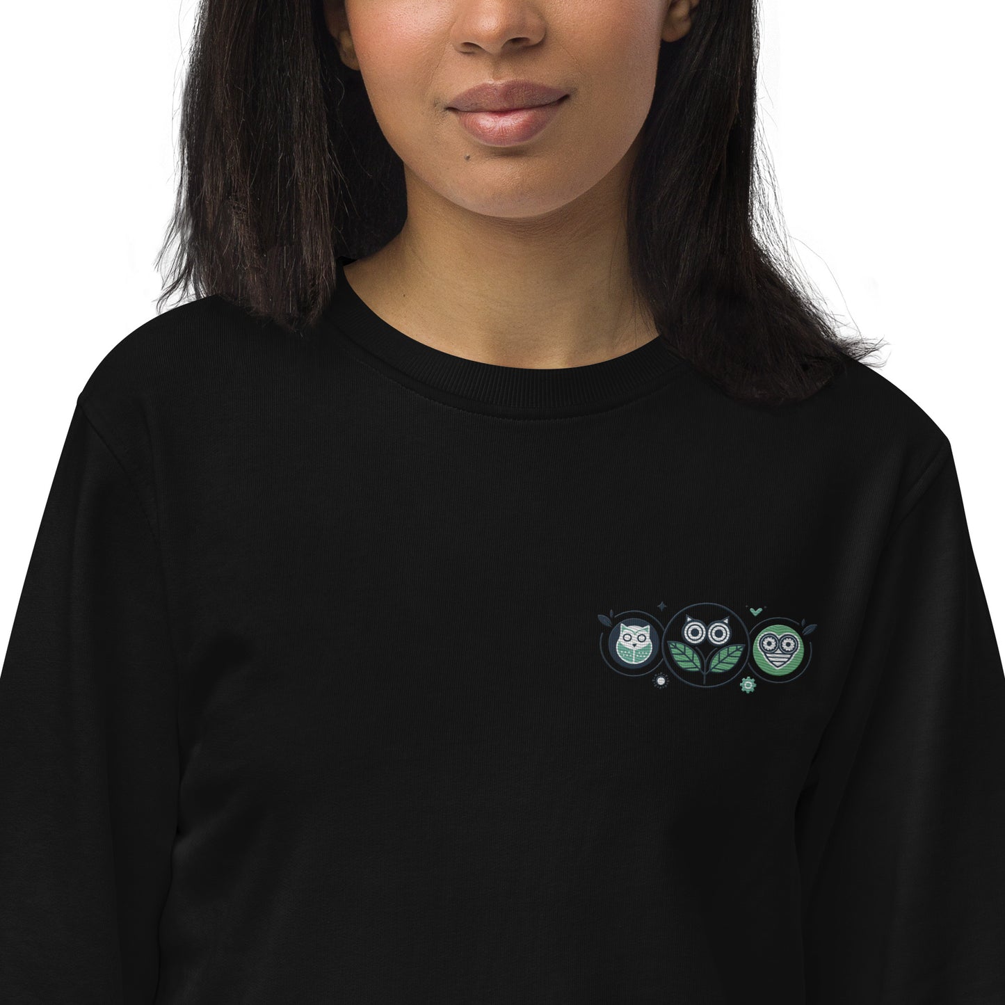 Unisex Organic Sweatshirt: Nature’s Union | Owl Embroidered Sustainable Fashion USA Dudeily
