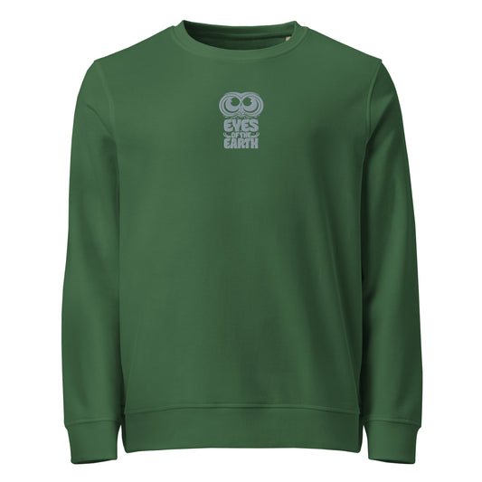 Owl Unisex Organic Sweatshirt: 'Eyes of the Earth' in Fall | Sustainable Fashion USA Dudeily