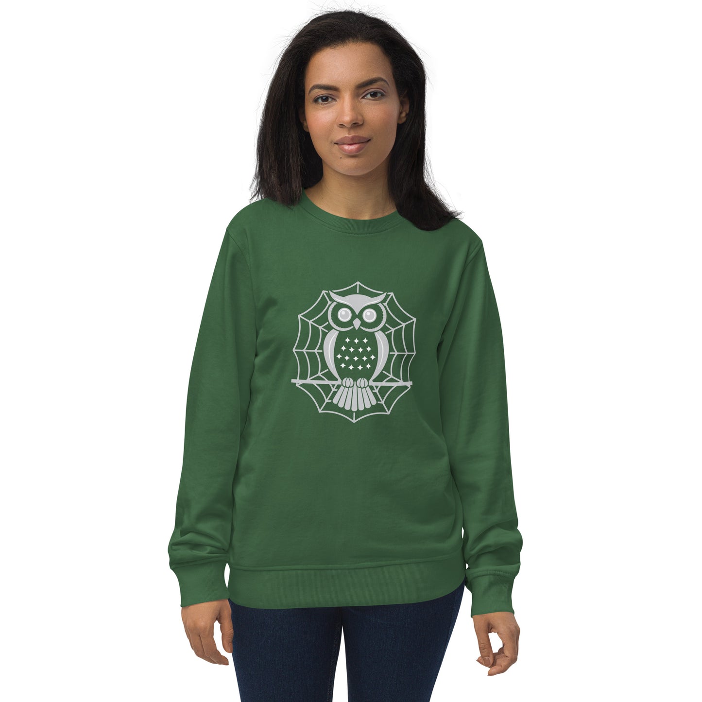 Unisex Organic Sweatshirt: Halloween Owl Cozy Sustainable Style USA Dudeily