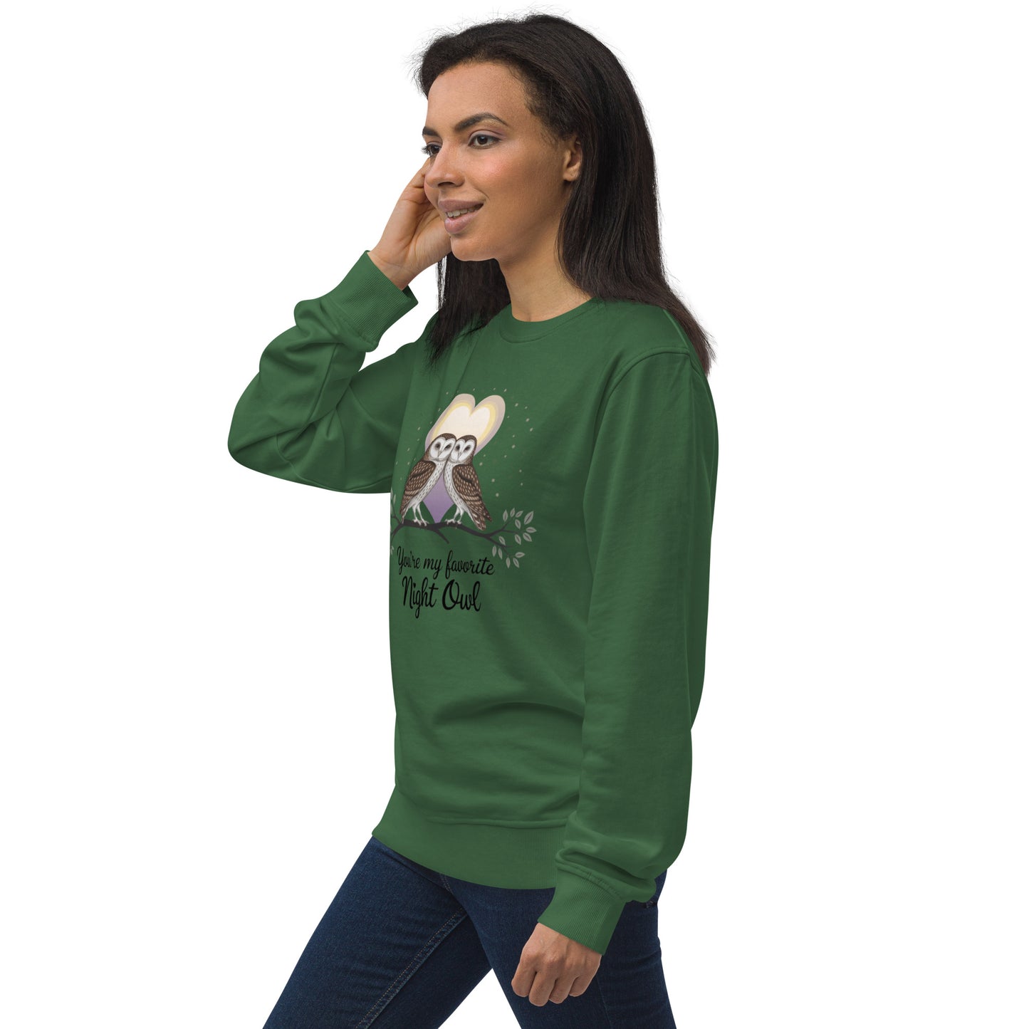 Owl-Themed Unisex Organic Sweatshirt | Sustainable & Cozy Apparel usa Dudeily