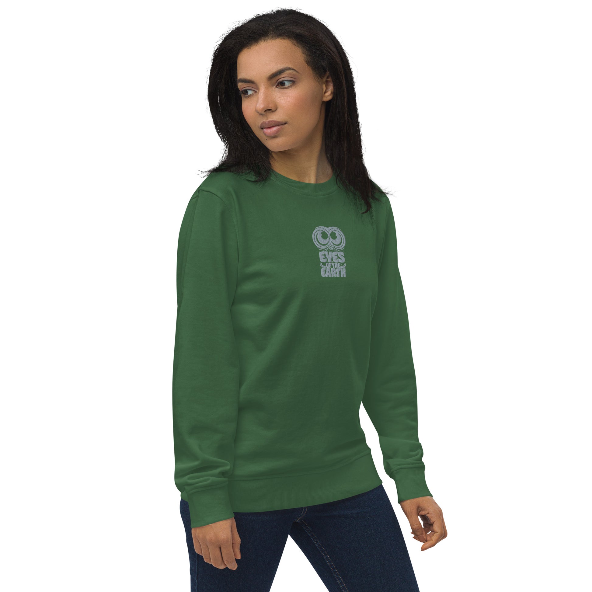 Owl Unisex Organic Sweatshirt: 'Eyes of the Earth' in Fall | Sustainable Fashion USA Dudeily