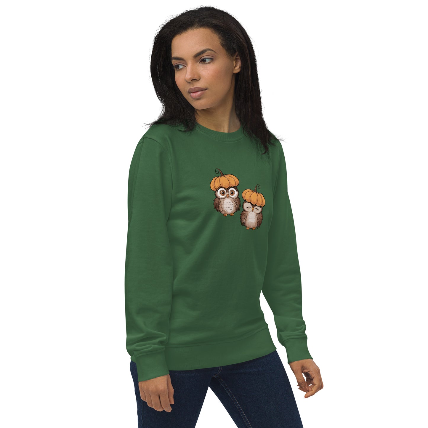 Unisex Organic Sweatshirt: Halloween Owl Eco-Friendly Style USA Dudeily