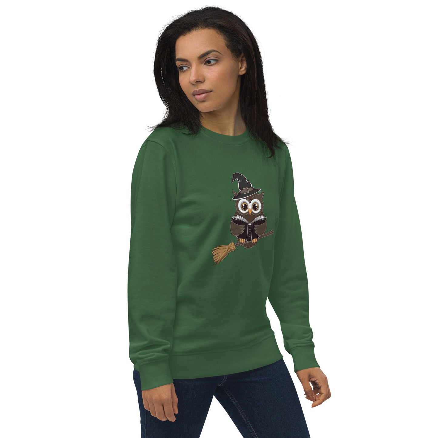 Unisex Organic Sweatshirt: Halloween Owl Cozy Eco-Friendly Style USA Dudeily