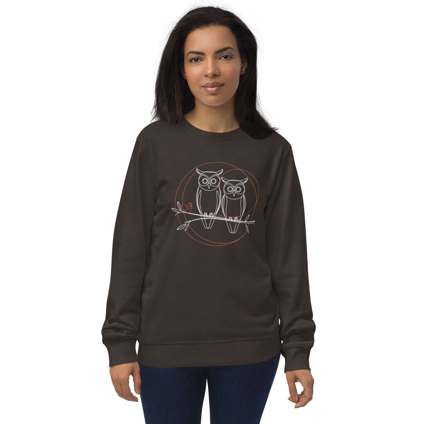 Unisex Organic Sweatshirt | Owl-Themed, Sustainable & Cozy Comfort Deep Charcoal Grey Dudeily