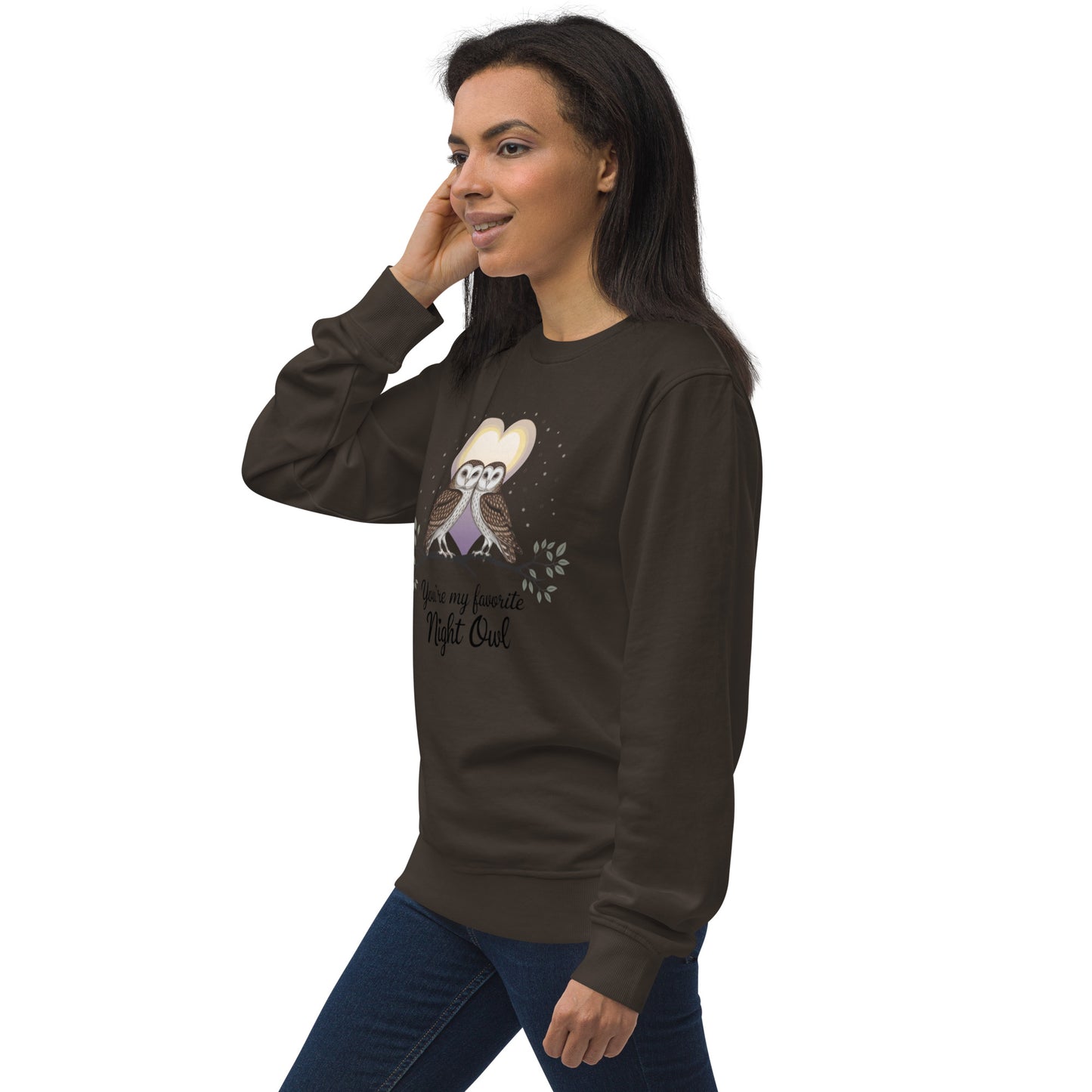 Owl-Themed Unisex Organic Sweatshirt | Sustainable & Cozy Apparel usa Dudeily