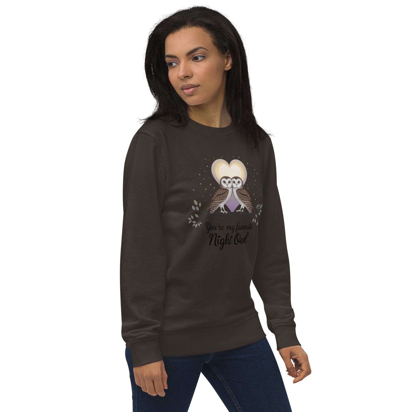 Owl-Themed Unisex Organic Sweatshirt | Sustainable & Cozy Apparel usa Dudeily