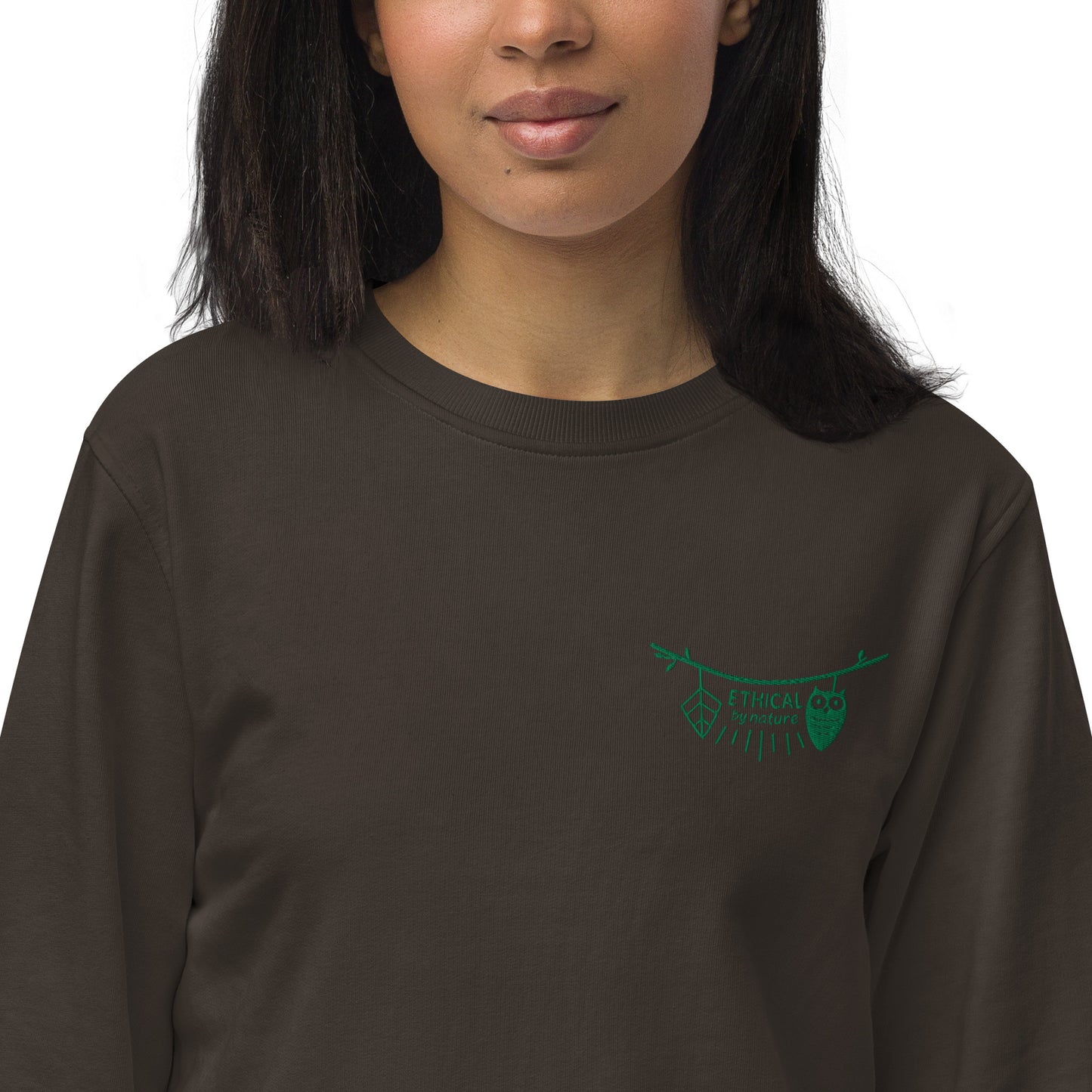 Unisex Organic Sweatshirt: Ethical by Nature | Owl Embroidered Sustainable Fashion USA by Dudeily Dudeily