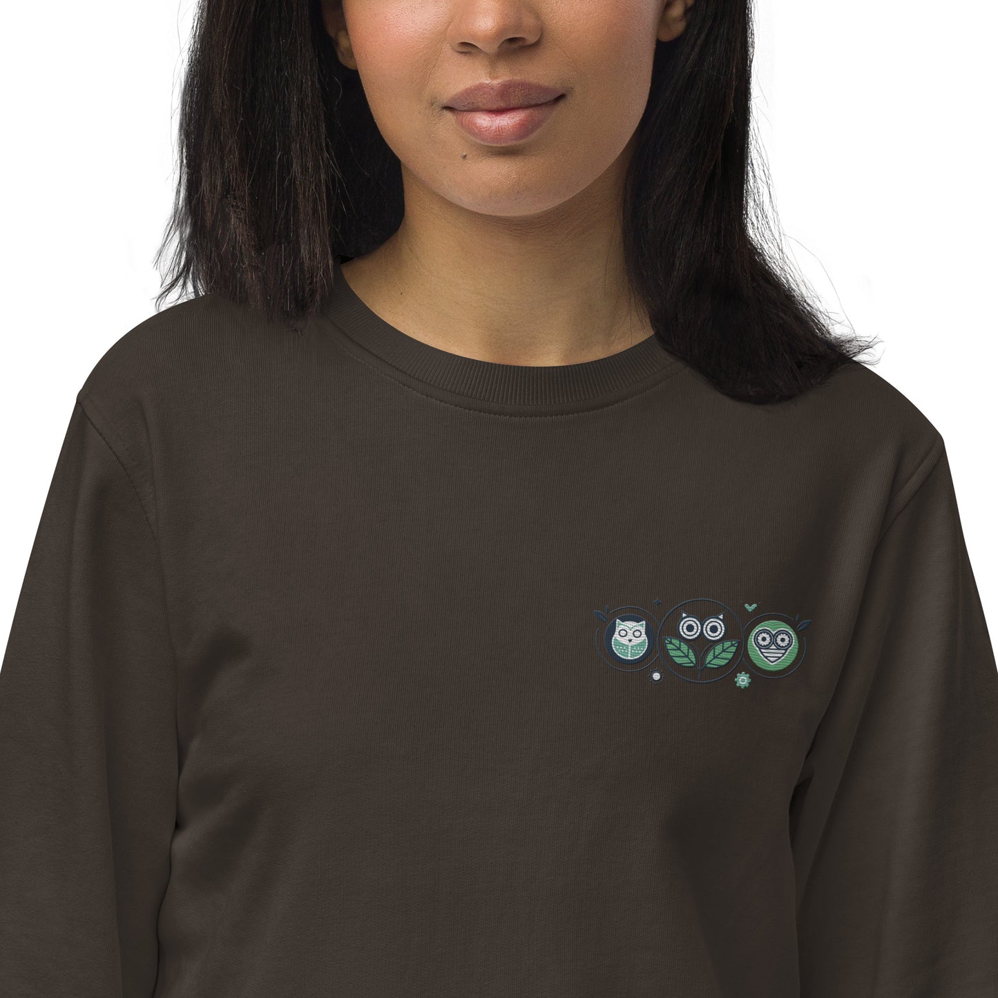 Unisex Organic Sweatshirt: Nature’s Union | Owl Embroidered Sustainable Fashion USA Dudeily