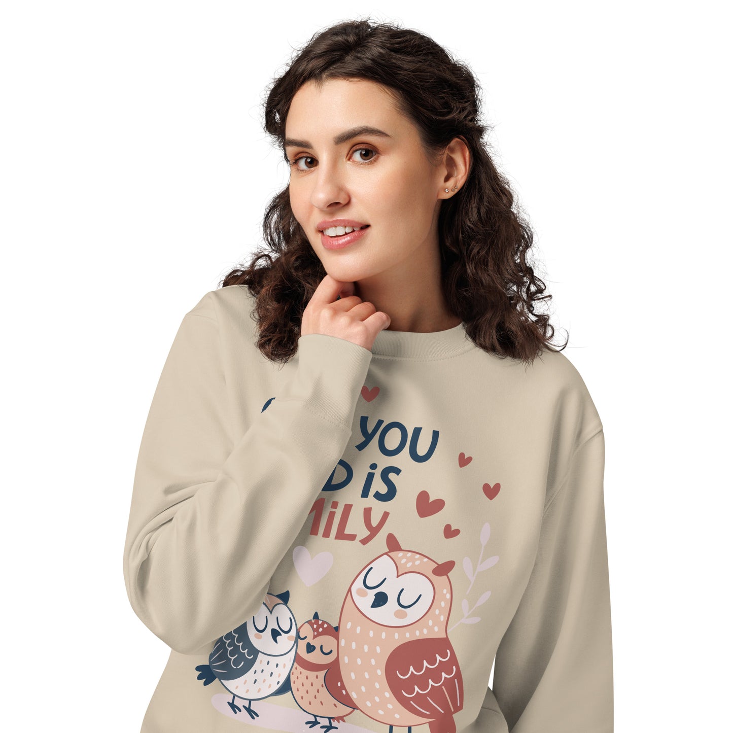 Unisex Organic Sweatshirt – OwlNest Sustainable Fashion for Cozy Family Day Vibes Dudeily