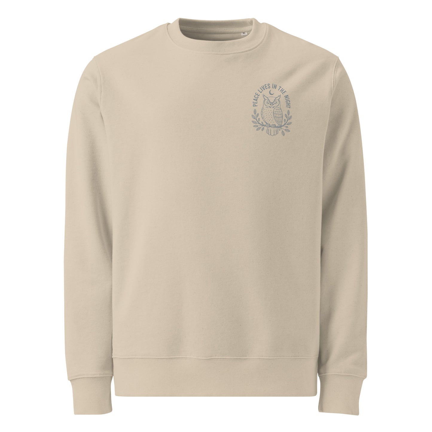 Owl Unisex Organic Sweatshirt-'Peace Lives in the Night' in Fall | Sustainable Fashion USA Dudeily