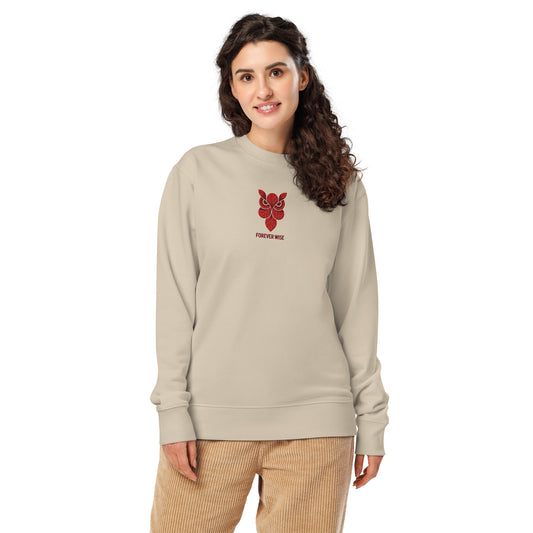Owl Unisex Organic Sweatshirt: 'Forever Wise' in Fall | Sustainable Fashion USA Desert Dust Dudeily
