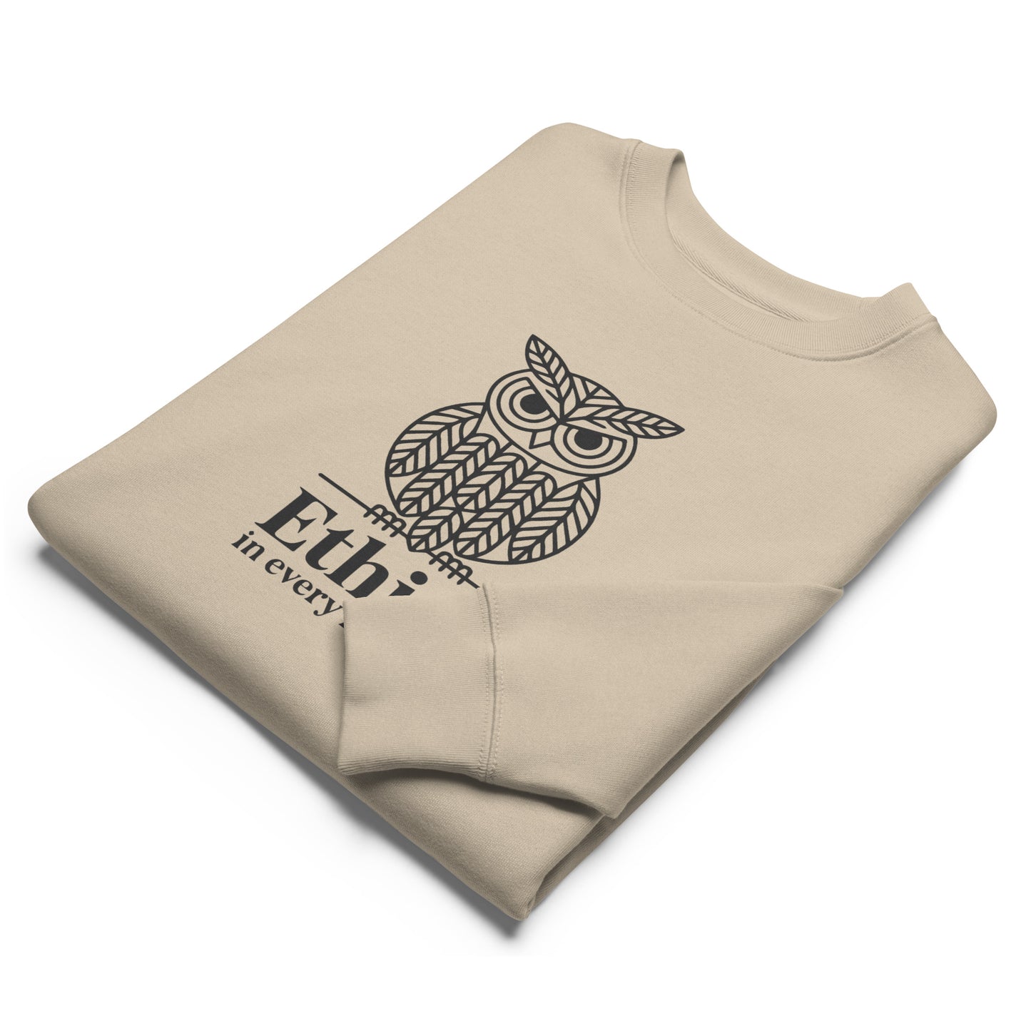 Unisex Organic Sweatshirt: 'Ethics in Every Feather' for Fall | Eco-Friendly Owl Apparel USA Dudeily