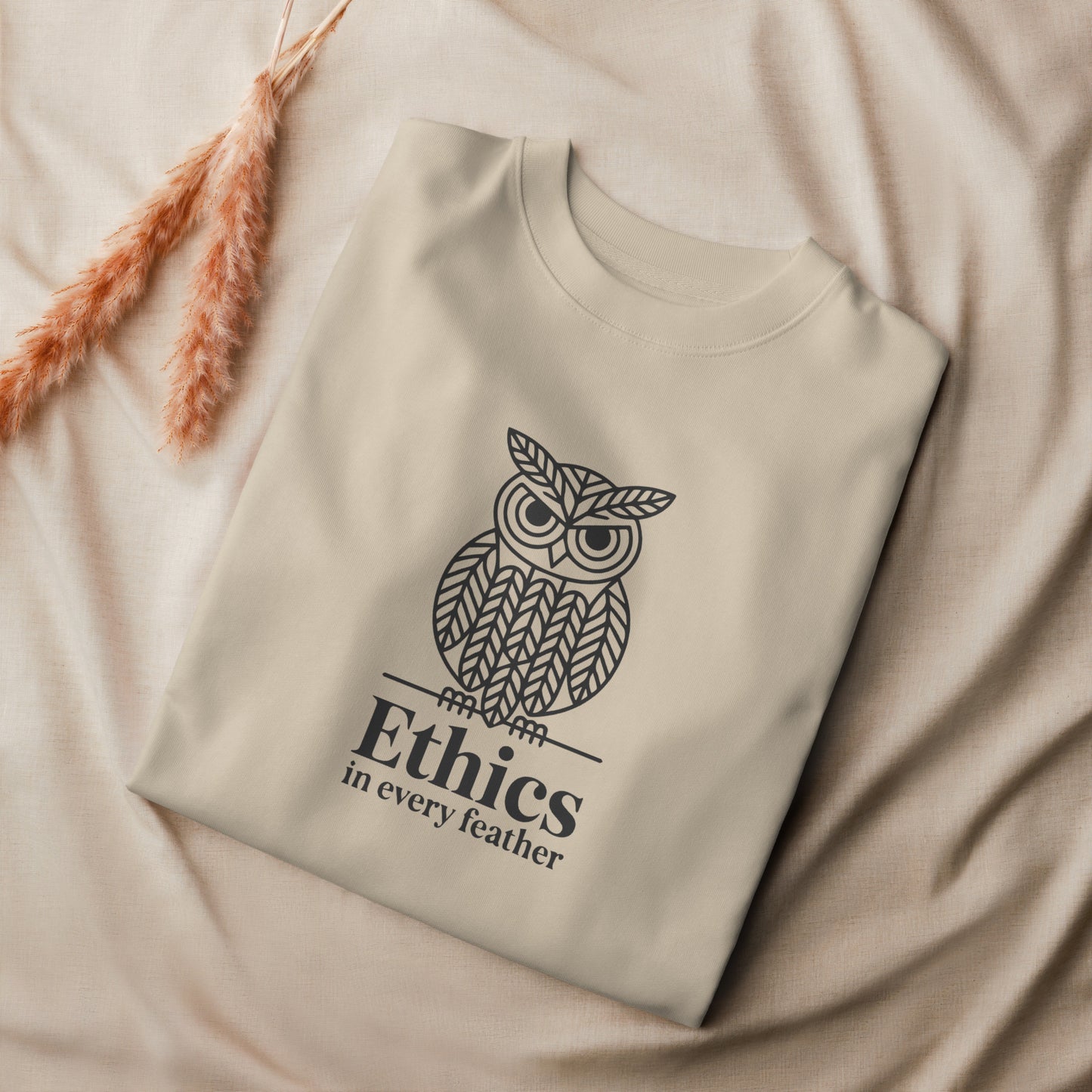 Unisex Organic Sweatshirt: 'Ethics in Every Feather' for Fall | Eco-Friendly Owl Apparel USA Dudeily