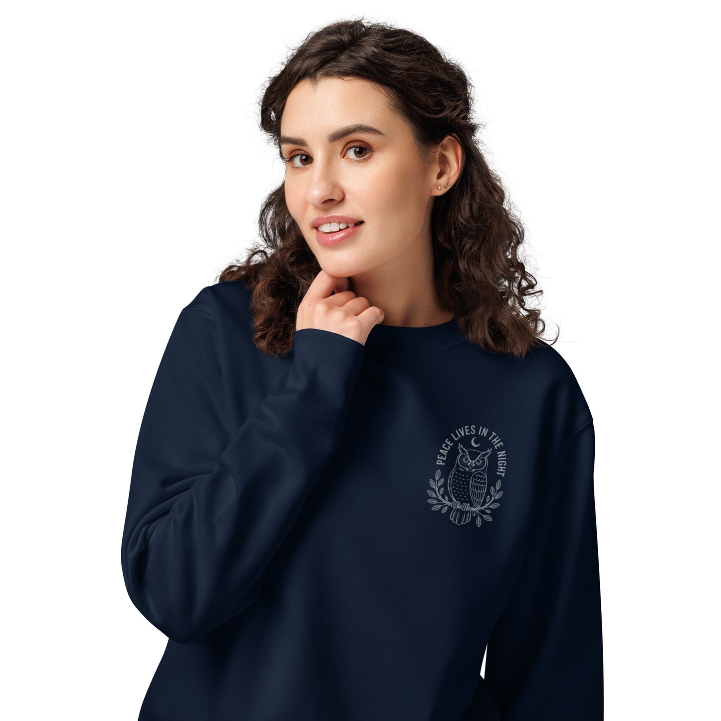 Owl Unisex Organic Sweatshirt-'Peace Lives in the Night' in Fall | Sustainable Fashion USA Dudeily