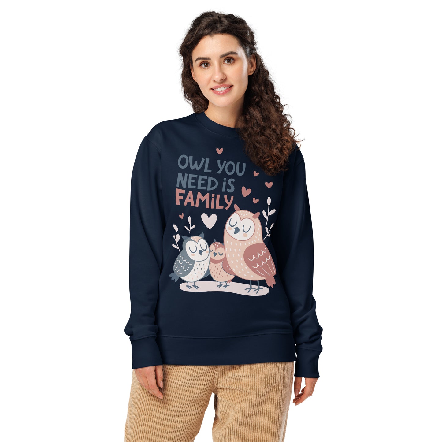 Unisex Organic Sweatshirt – OwlNest Sustainable Fashion for Cozy Family Day Vibes French Navy Dudeily