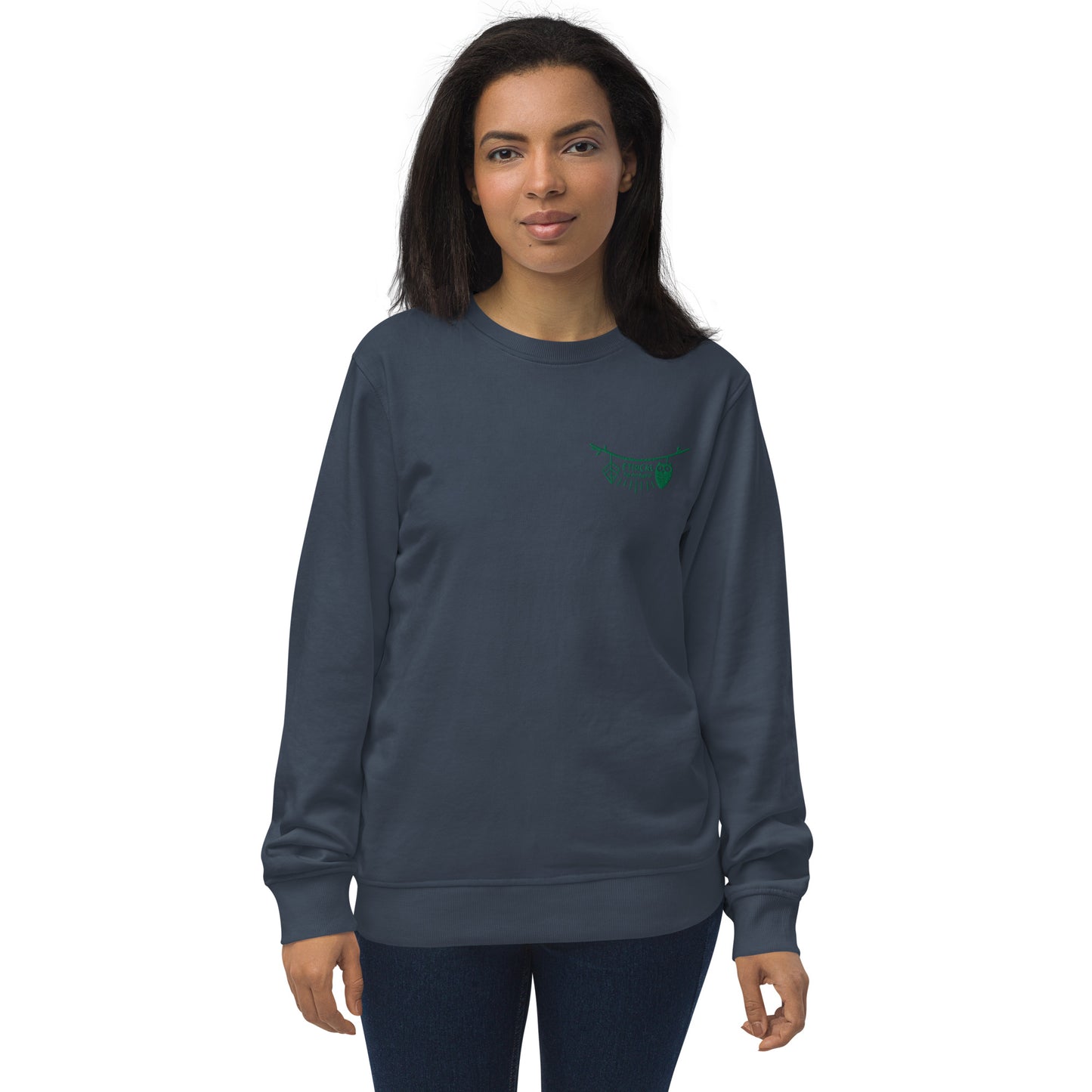 Unisex Organic Sweatshirt: Ethical by Nature | Owl Embroidered Sustainable Fashion USA by Dudeily French Navy Dudeily