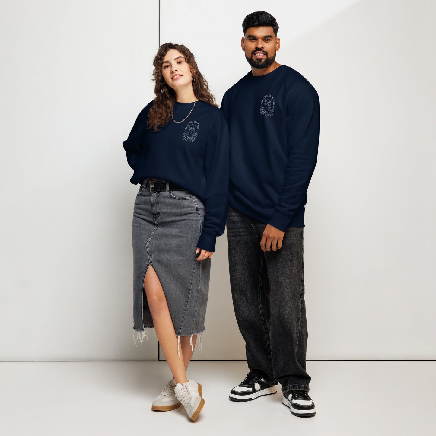 Owl Unisex Organic Sweatshirt-'Peace Lives in the Night' in Fall | Sustainable Fashion USA Dudeily