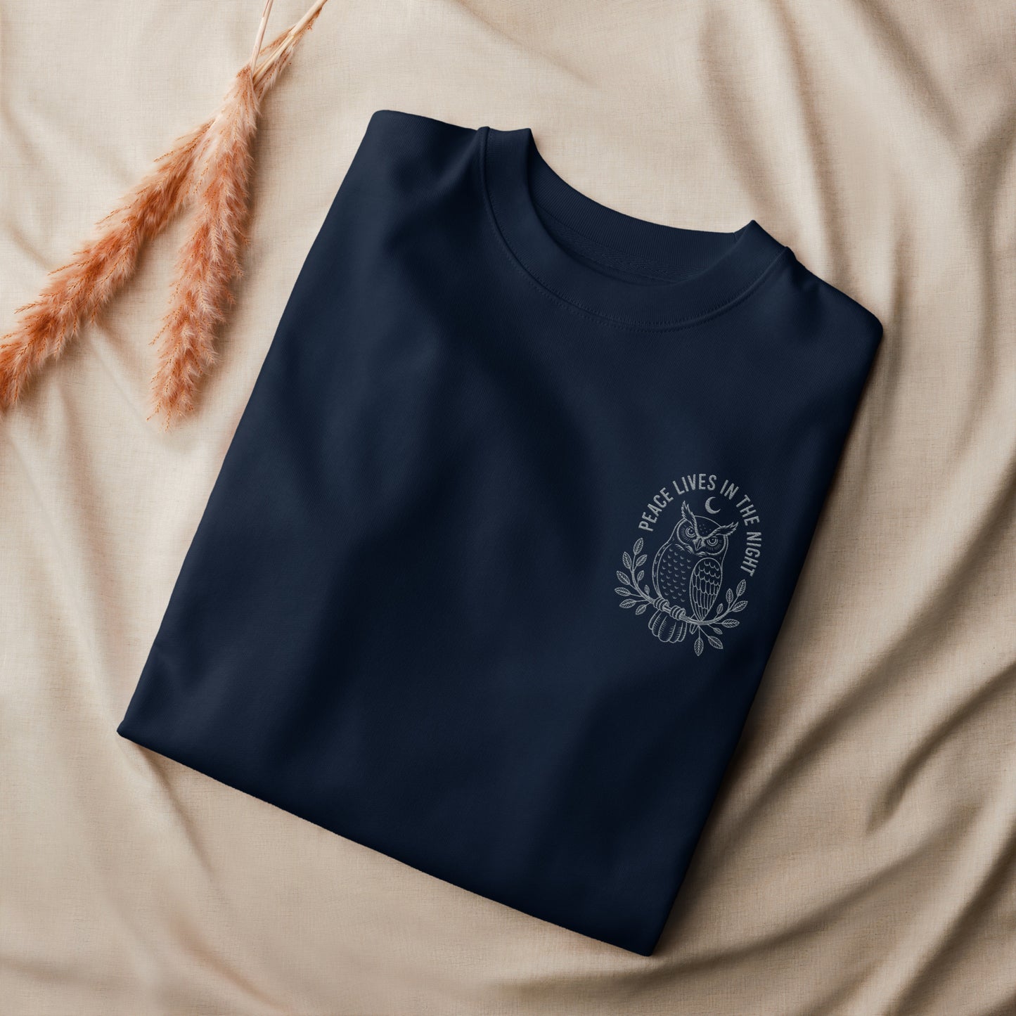 Owl Unisex Organic Sweatshirt-'Peace Lives in the Night' in Fall | Sustainable Fashion USA Dudeily