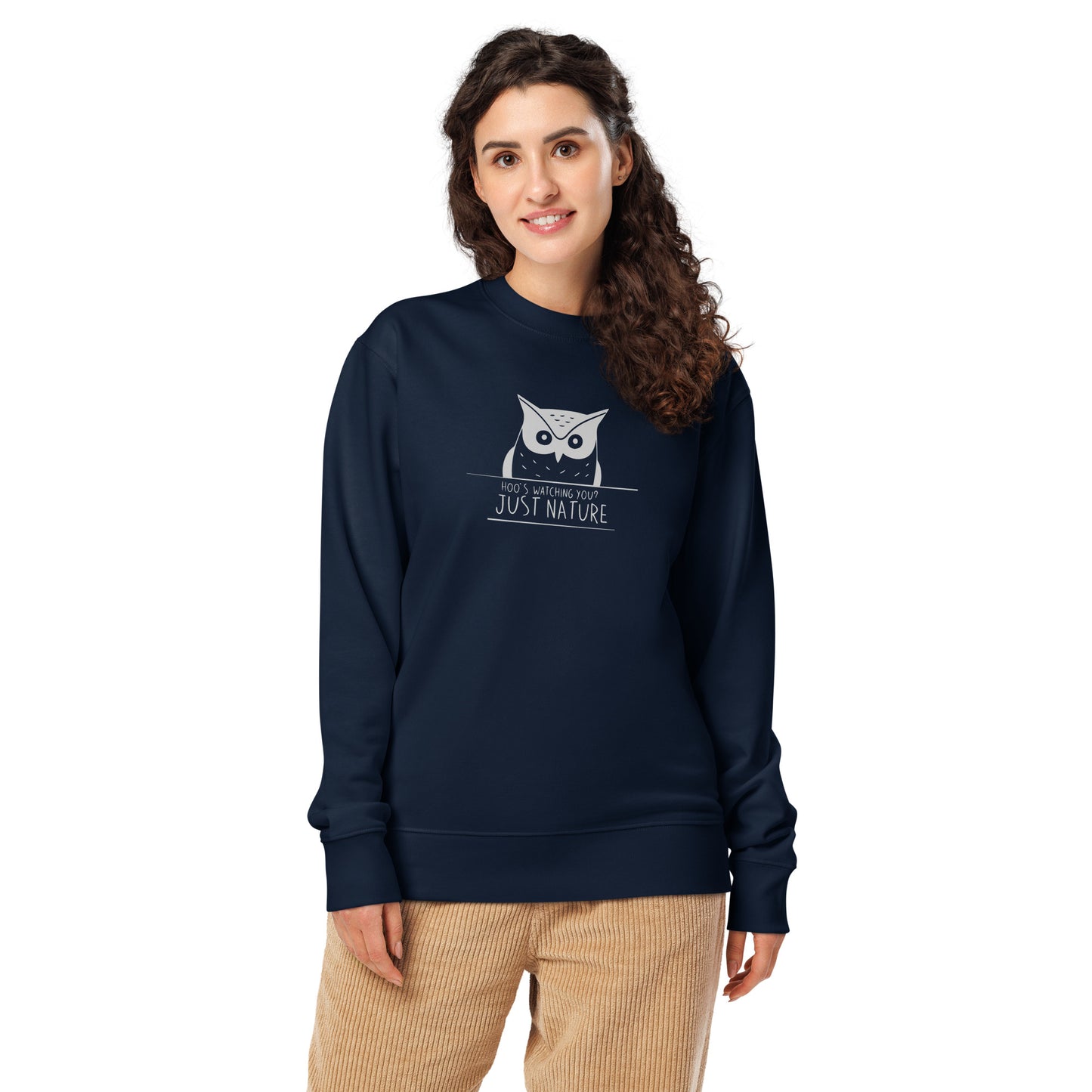 Unisex Organic Sweatshirt: 'Stay Cozy Hoot Loud' in Fall | Sustainable Owl Fashion USA Dudeily