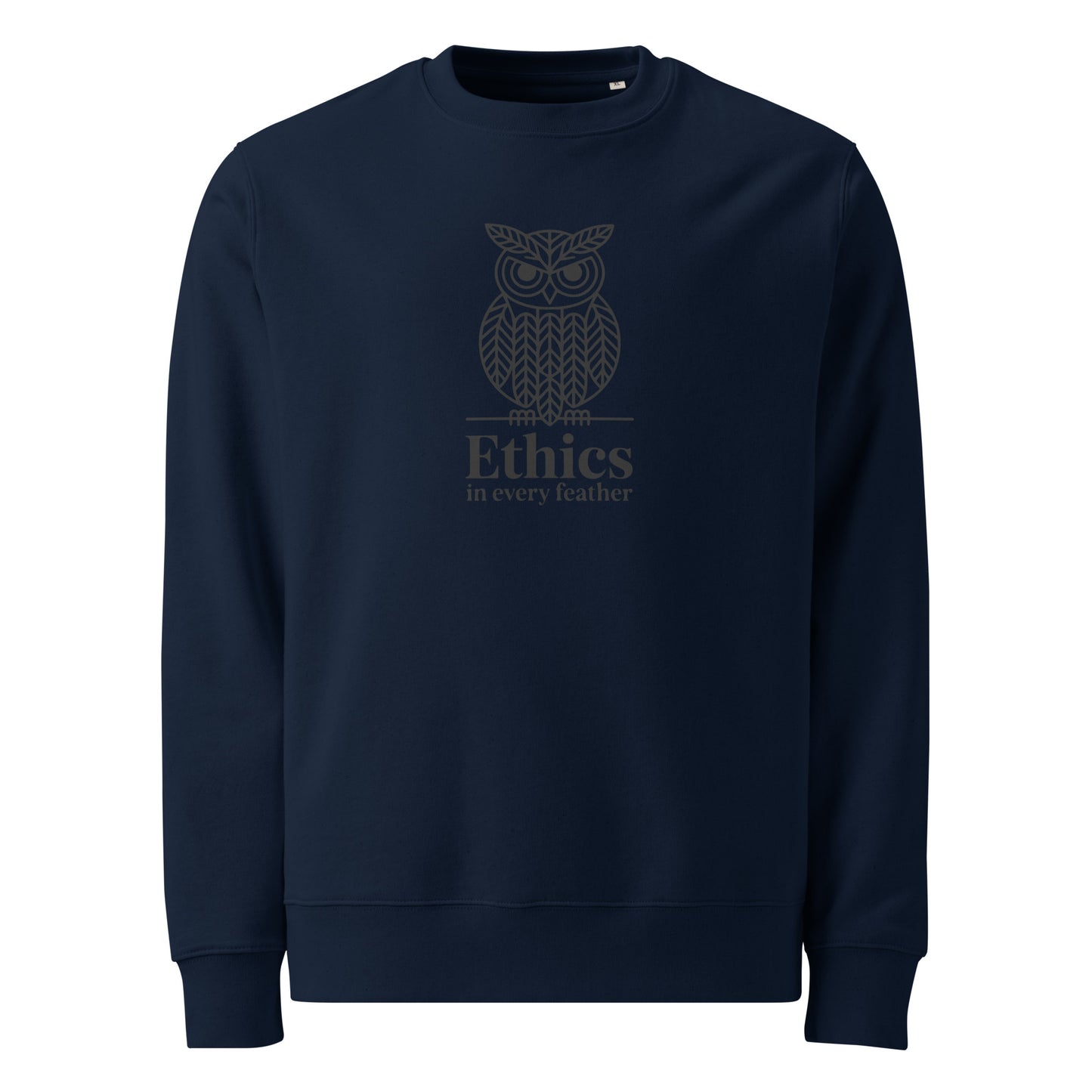 Unisex Organic Sweatshirt: 'Ethics in Every Feather' for Fall | Eco-Friendly Owl Apparel USA Dudeily