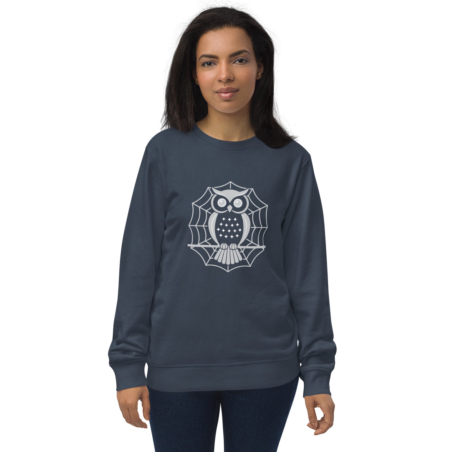 Unisex Organic Sweatshirt: Halloween Owl Cozy Sustainable Style USA Dudeily