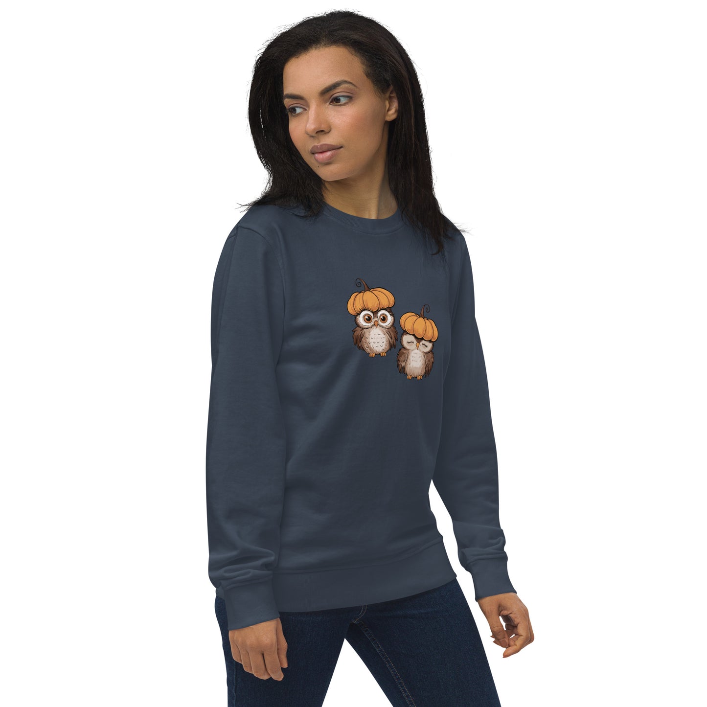 Unisex Organic Sweatshirt: Halloween Owl Eco-Friendly Style USA Dudeily
