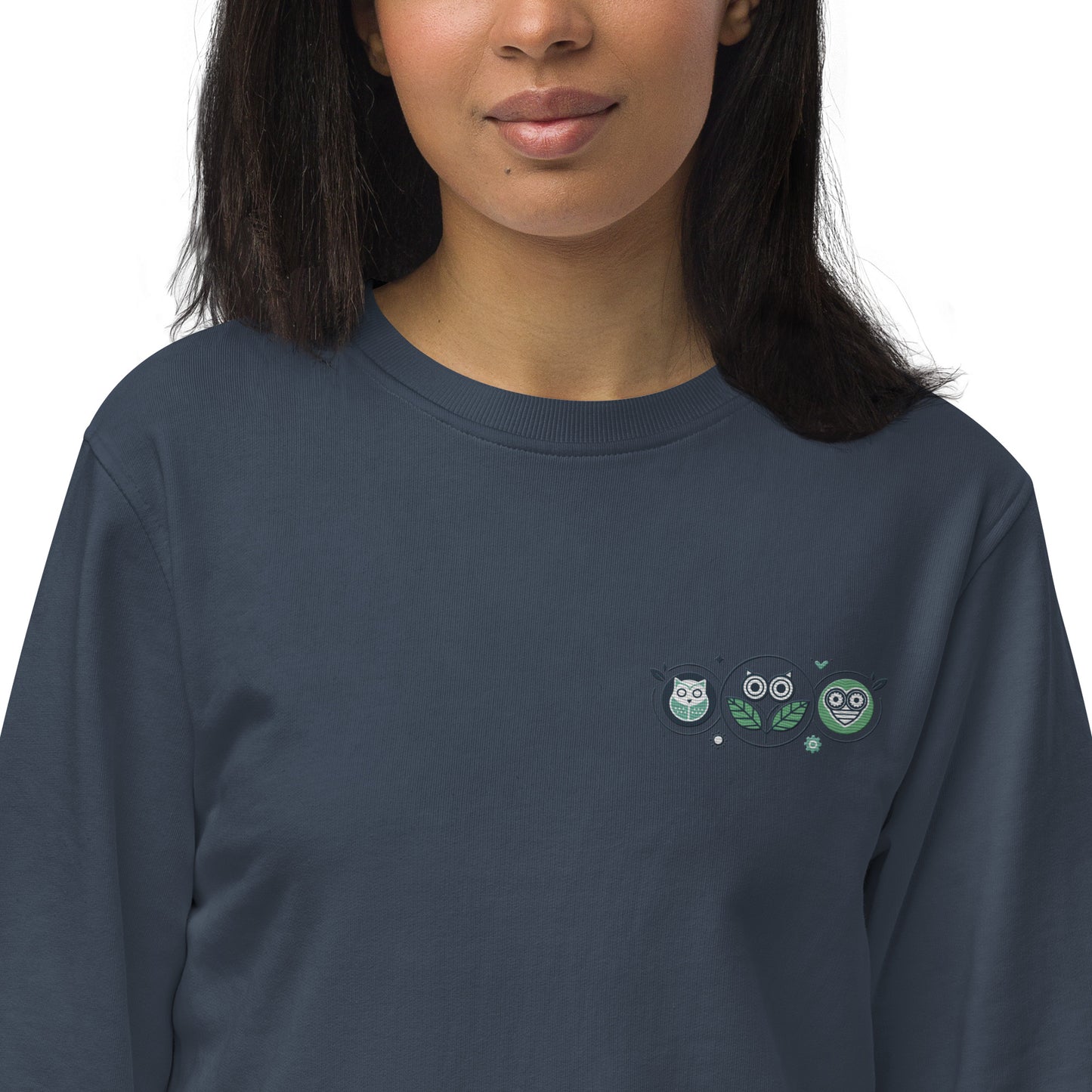 Unisex Organic Sweatshirt: Nature’s Union | Owl Embroidered Sustainable Fashion USA Dudeily