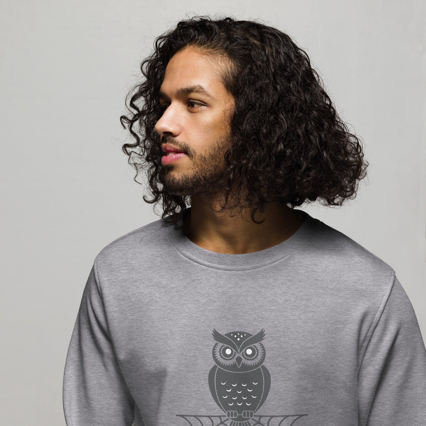 Unisex Organic Sweatshirt: Halloween Owl Spooky Sustainable Style | Eco-Friendly USA Dudeily