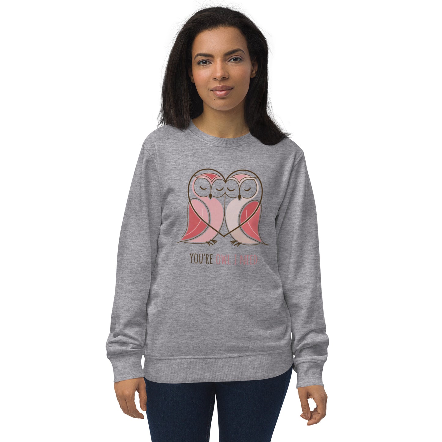 Owl-Themed Unisex Organic Sweatshirt | Eco-Friendly Fashion & Stylish Comfort Grey Melange Dudeily