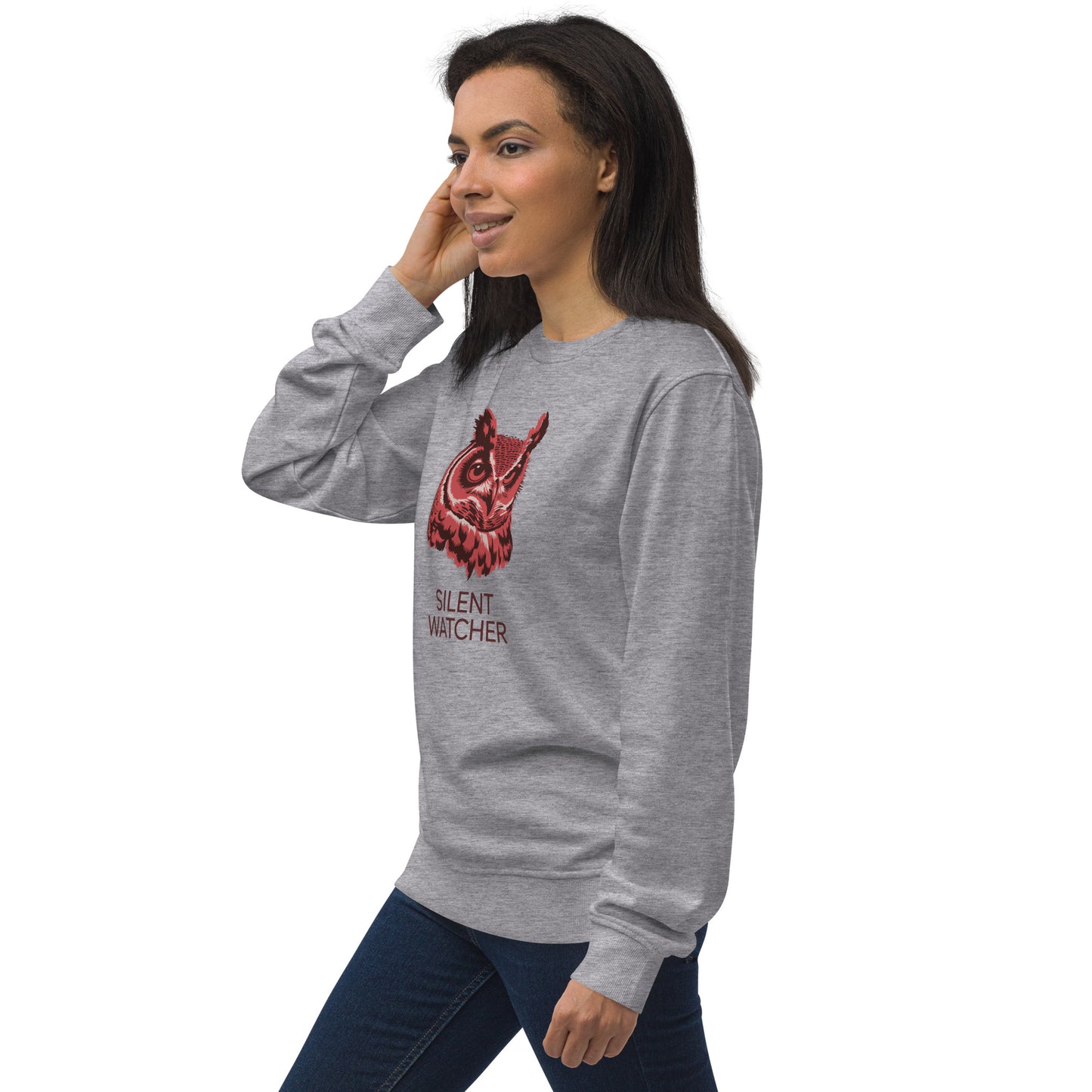 Unisex Organic Sweatshirt: 'Silent Watcher' in Fall | Ethical Owl Clothing USA Dudeily