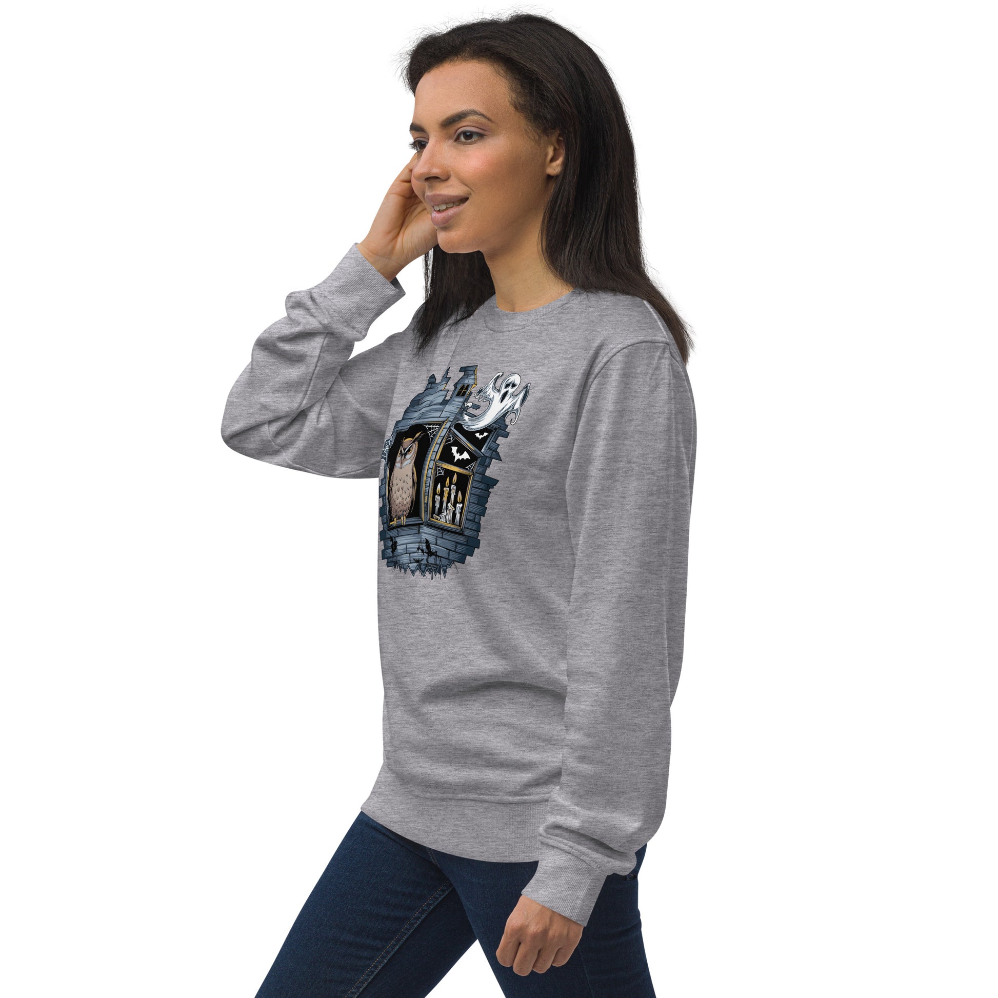 Unisex Organic Sweatshirt: Halloween Owl Cozy Eco-Friendly Style USA Dudeily
