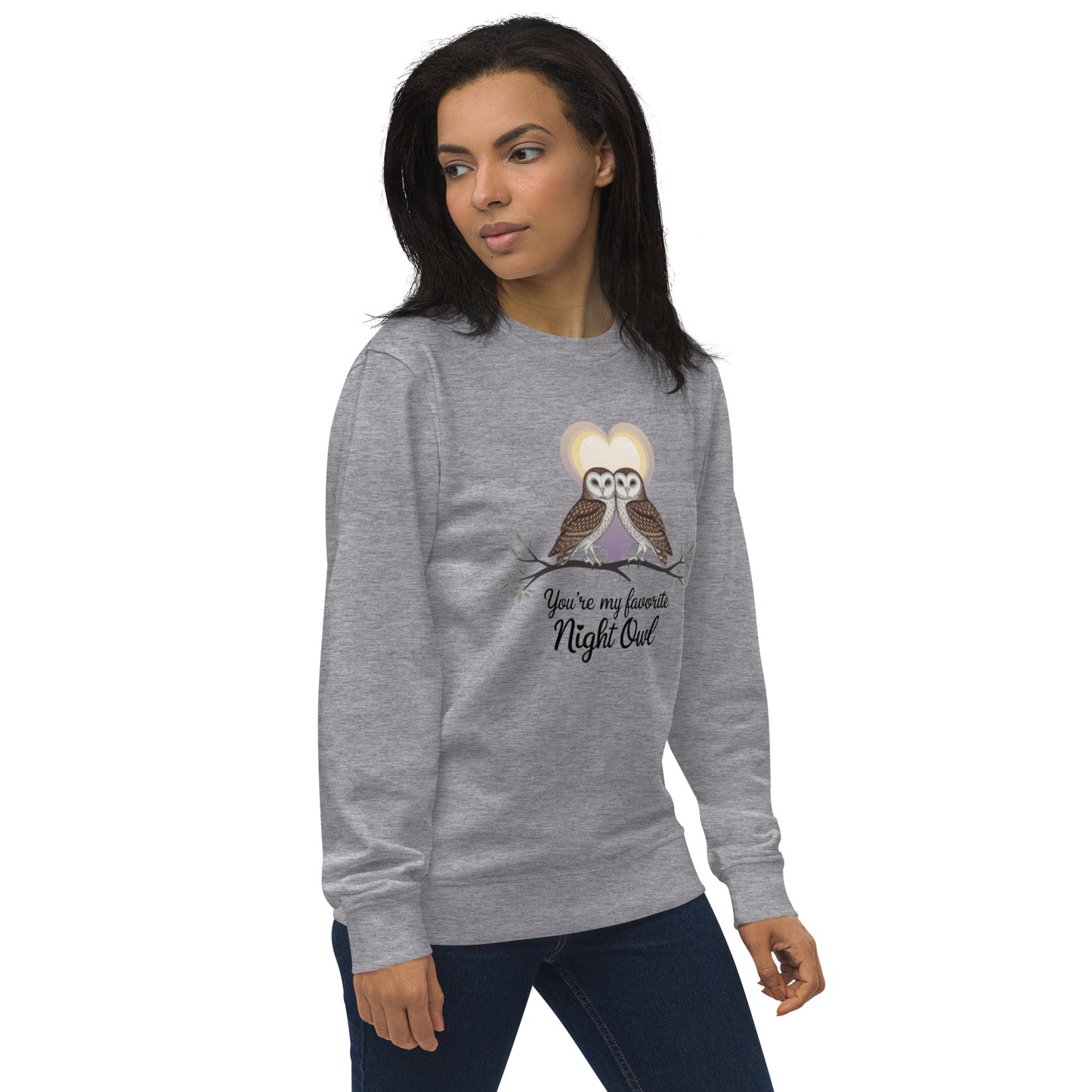 Owl-Themed Unisex Organic Sweatshirt | Sustainable & Cozy Apparel usa Dudeily