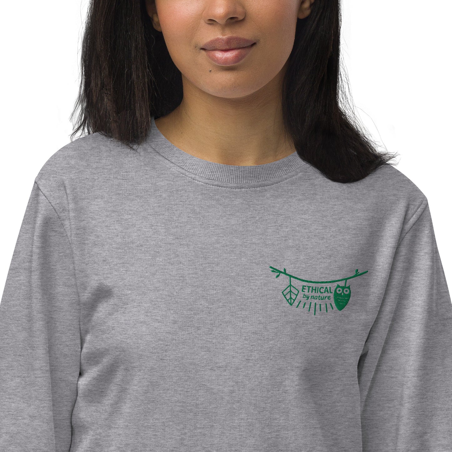 Unisex Organic Sweatshirt: Ethical by Nature | Owl Embroidered Sustainable Fashion USA by Dudeily Dudeily