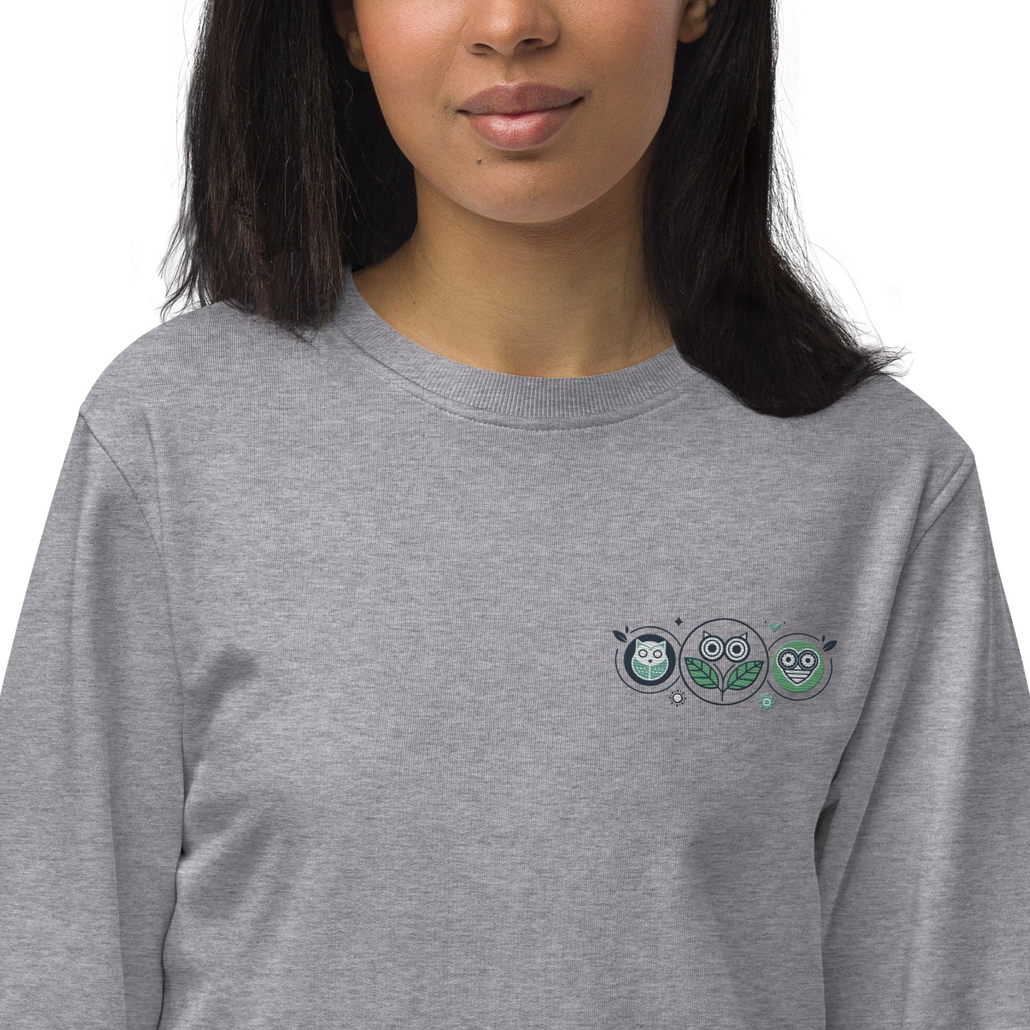Unisex Organic Sweatshirt: Nature’s Union | Owl Embroidered Sustainable Fashion USA Dudeily