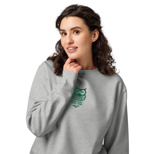 Unisex Organic Sweatshirt: "Stay Cozy Hoot Loud" in Fall | Sustainable Owl Fashion USA Heather Grey Dudeily