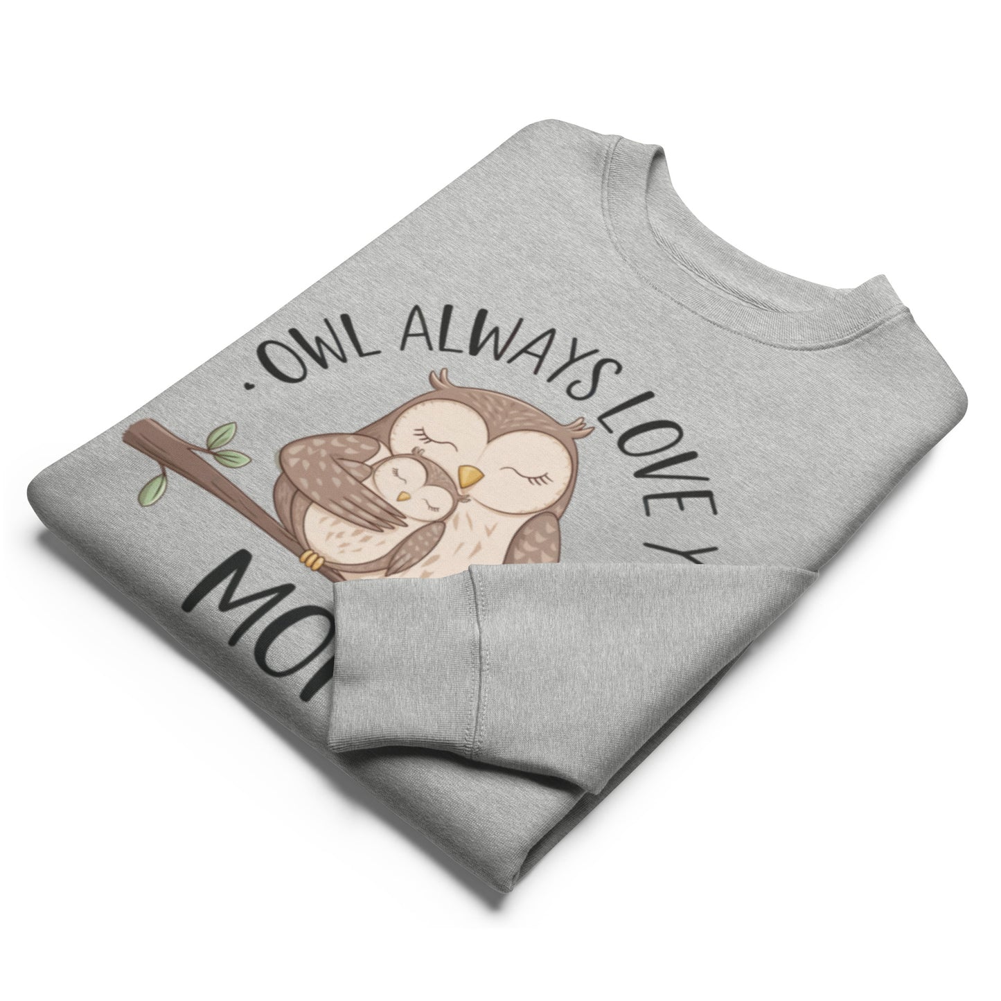 Unisex Organic Sweatshirt – Owl-Themed Eco-Friendly Pullover for Nature Lovers Heather Grey Dudeily